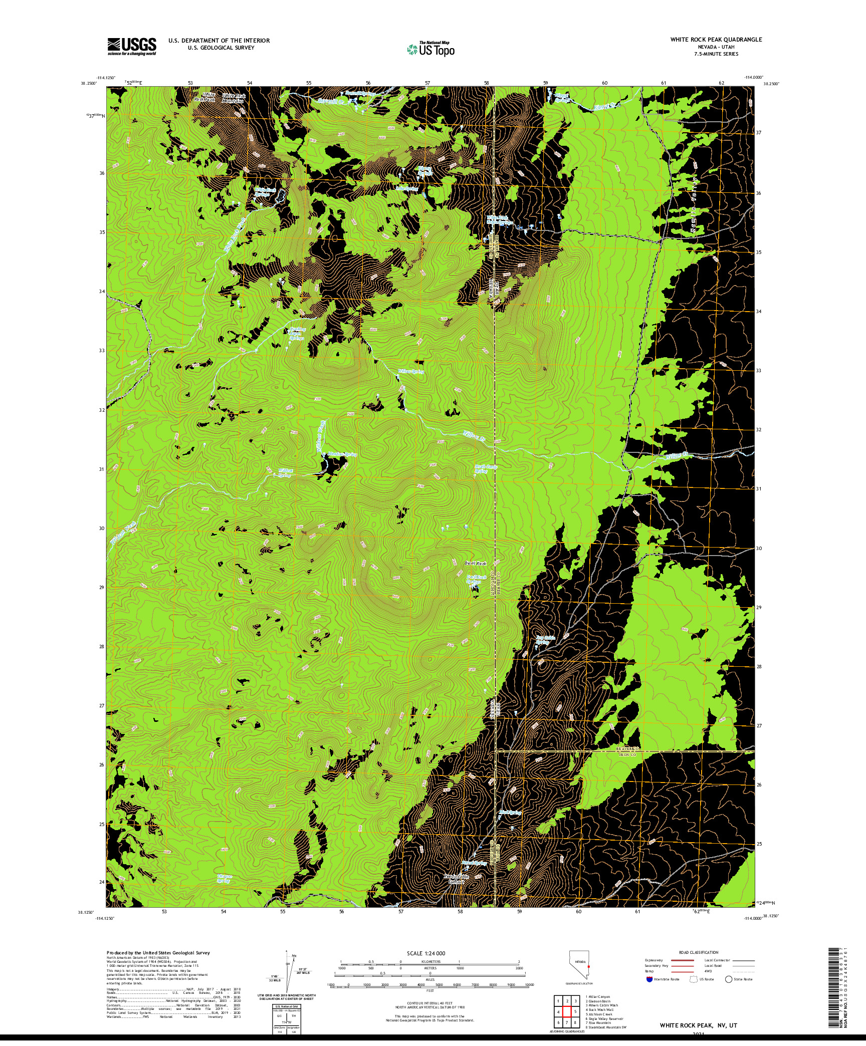 US TOPO 7.5-MINUTE MAP FOR WHITE ROCK PEAK, NV,UT