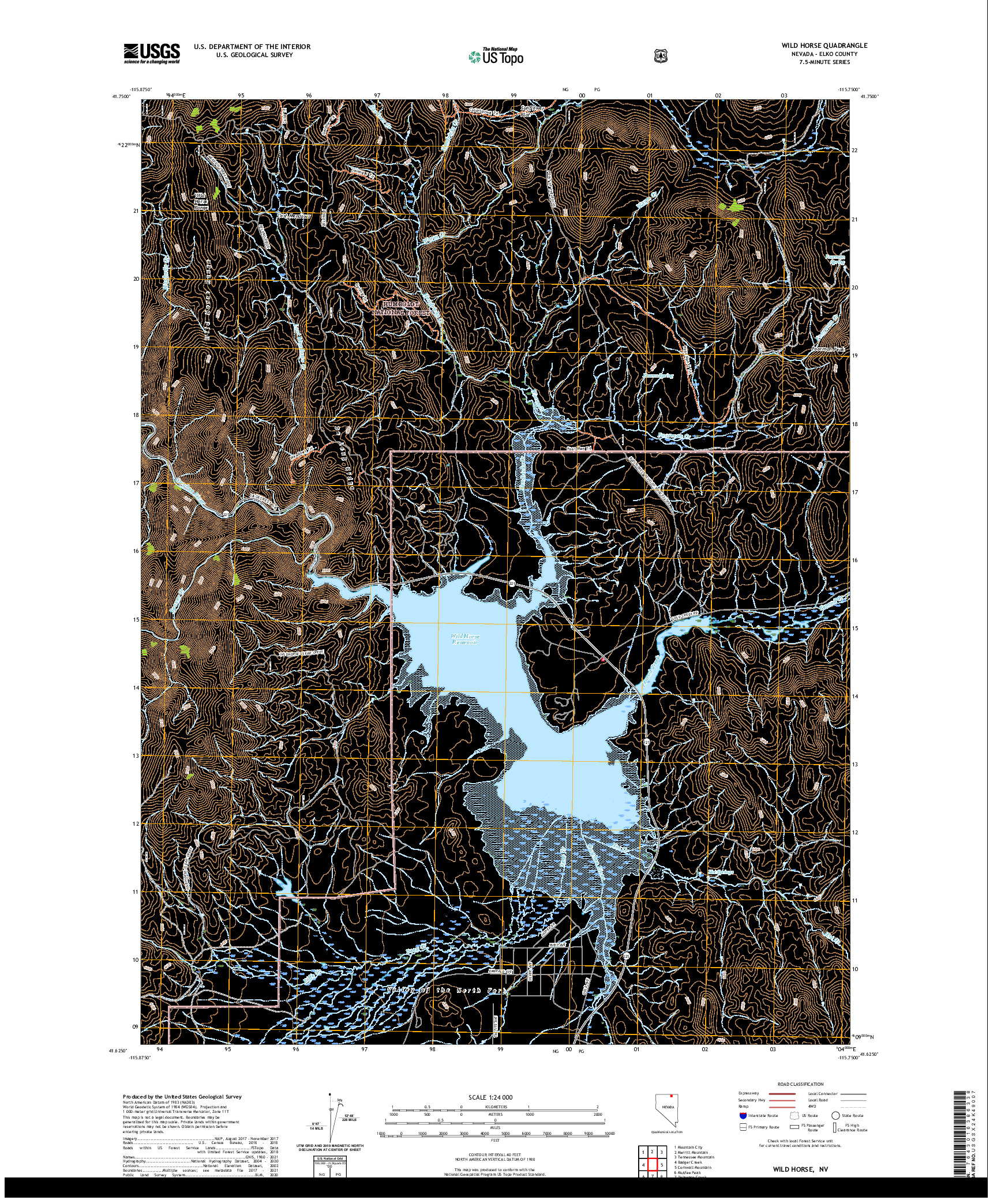 US TOPO 7.5-MINUTE MAP FOR WILD HORSE, NV