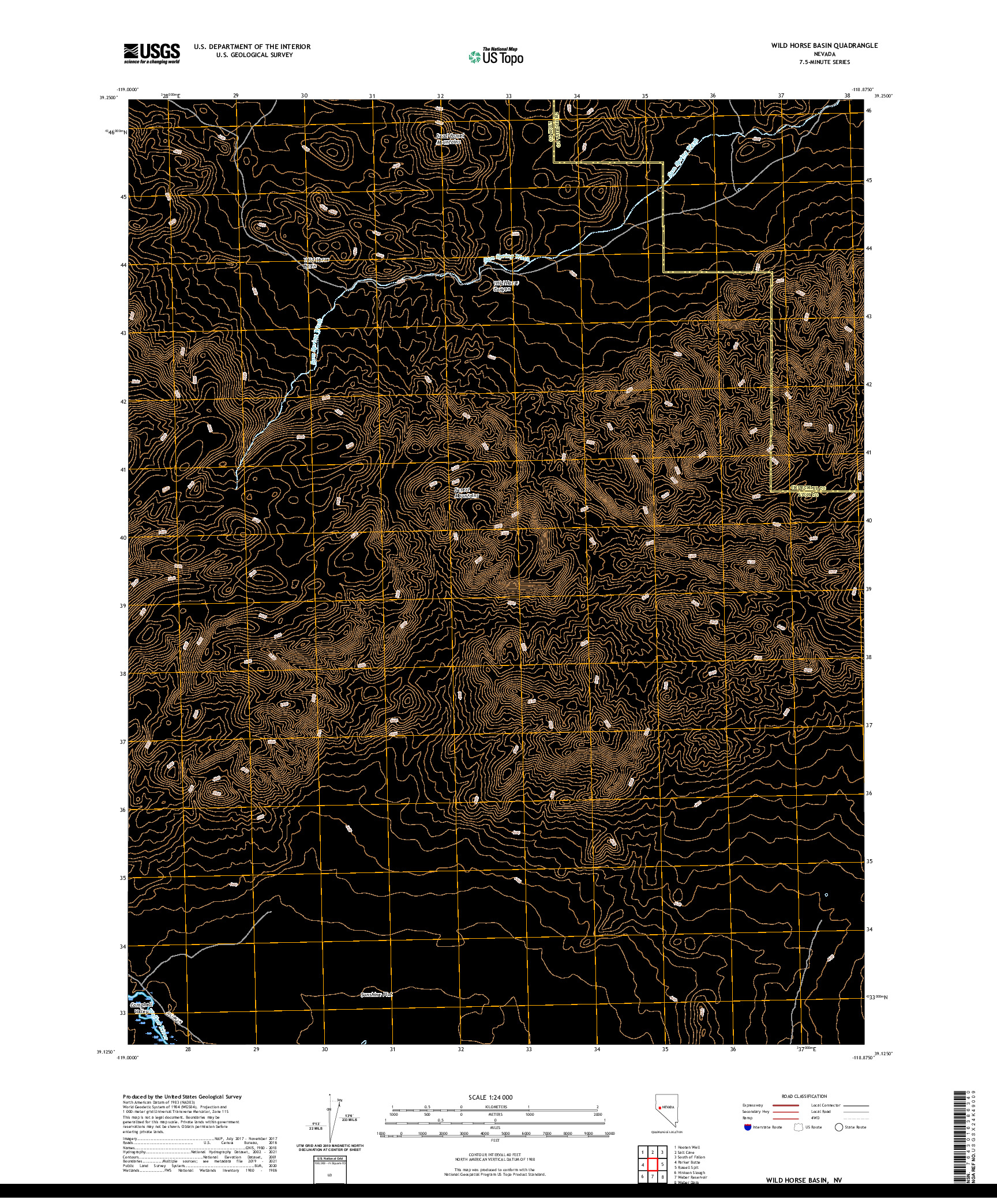 US TOPO 7.5-MINUTE MAP FOR WILD HORSE BASIN, NV