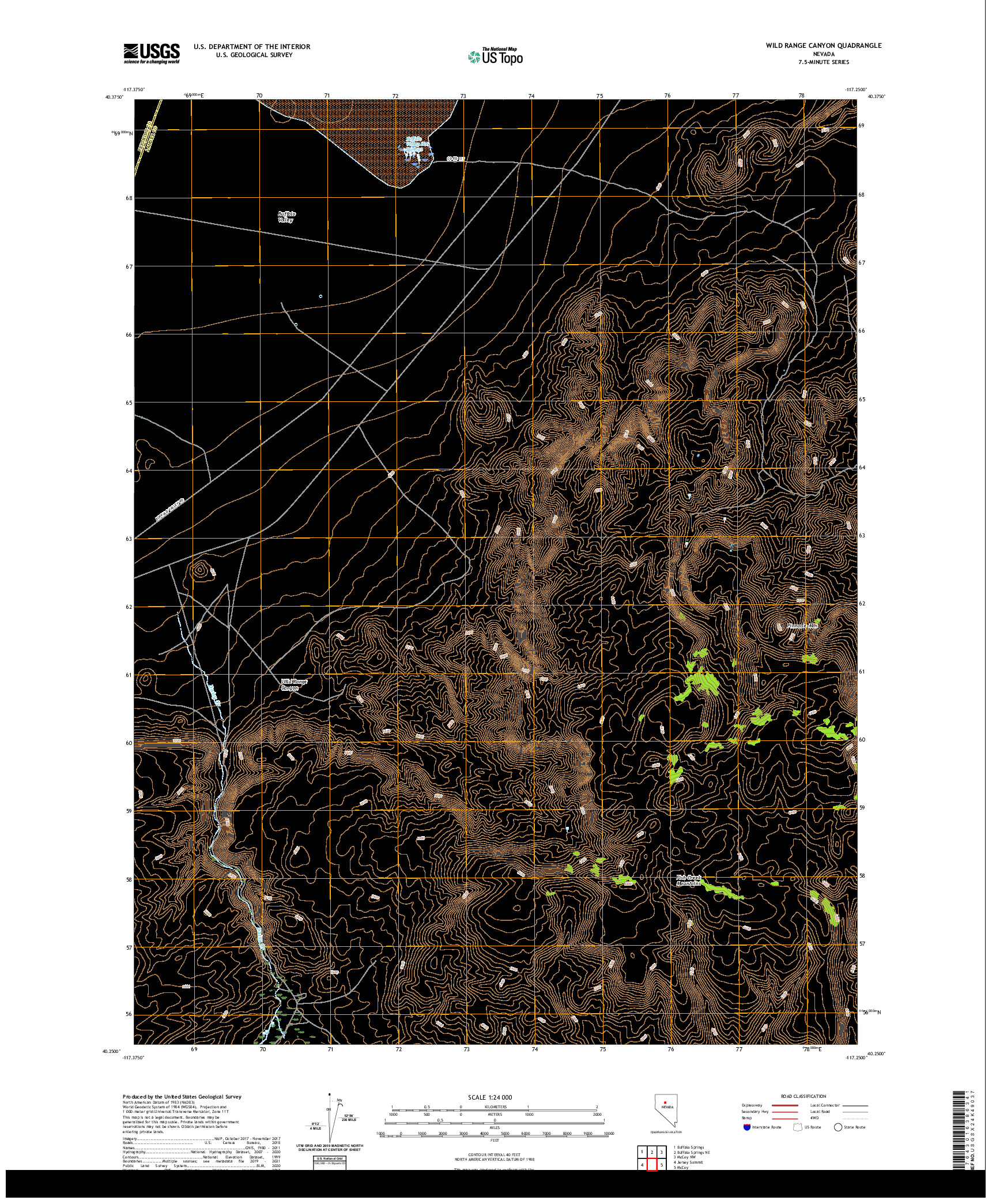 US TOPO 7.5-MINUTE MAP FOR WILD RANGE CANYON, NV