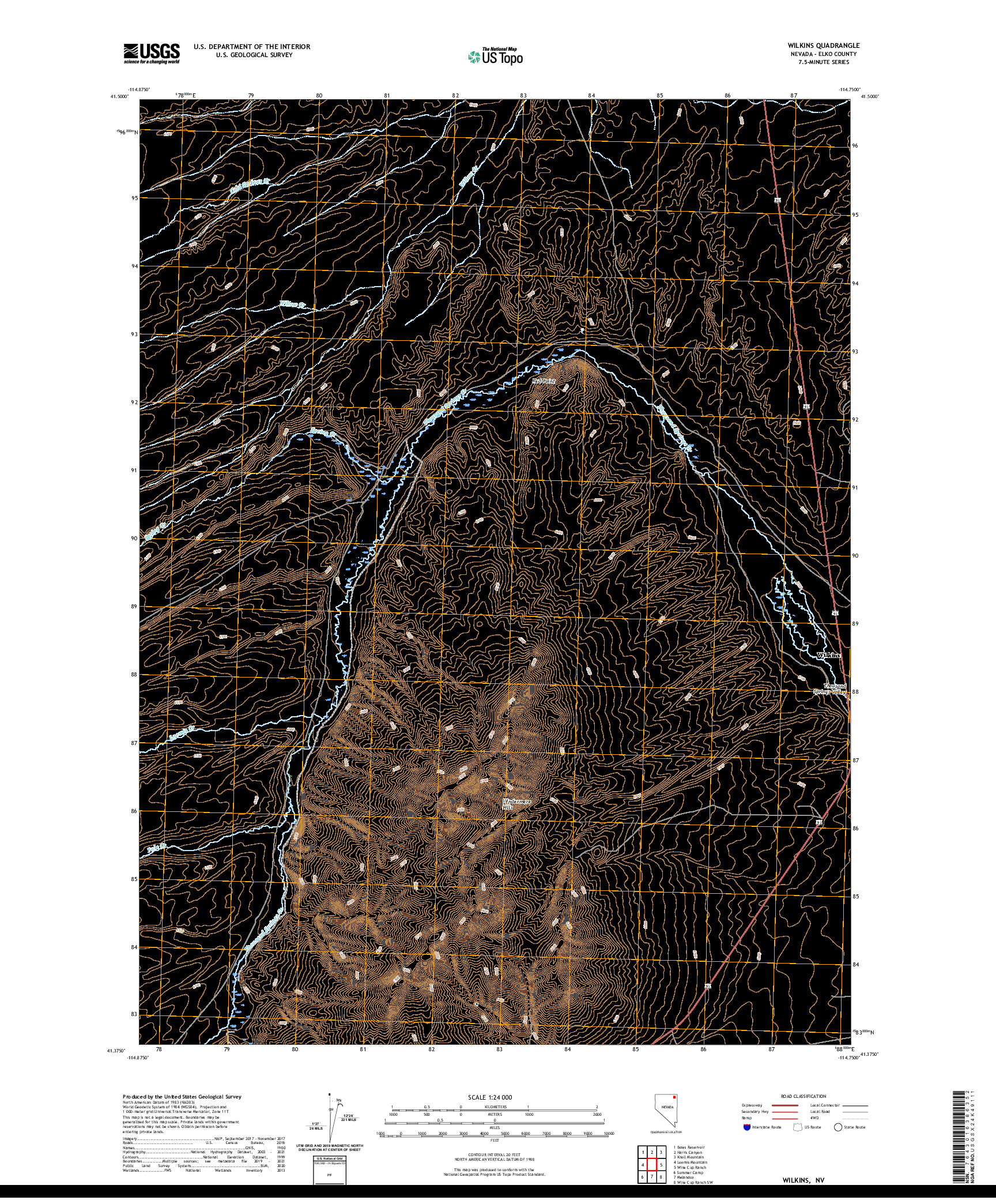 US TOPO 7.5-MINUTE MAP FOR WILKINS, NV