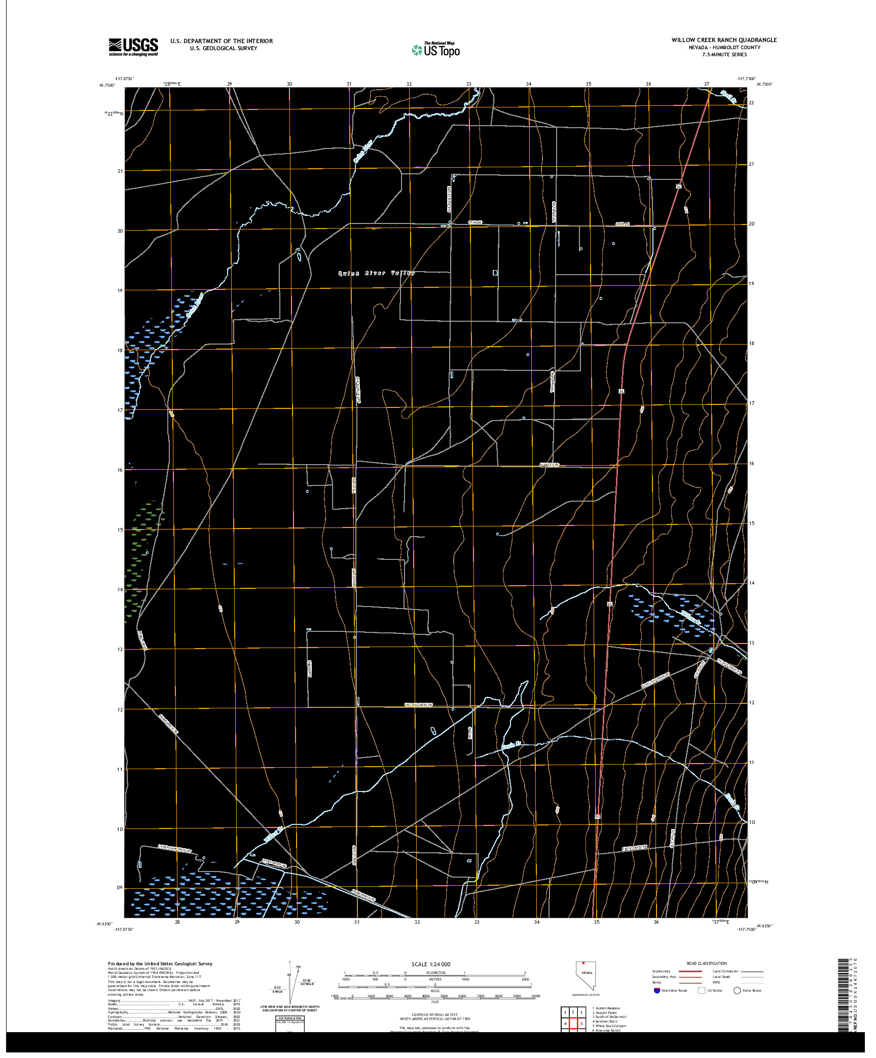 US TOPO 7.5-MINUTE MAP FOR WILLOW CREEK RANCH, NV