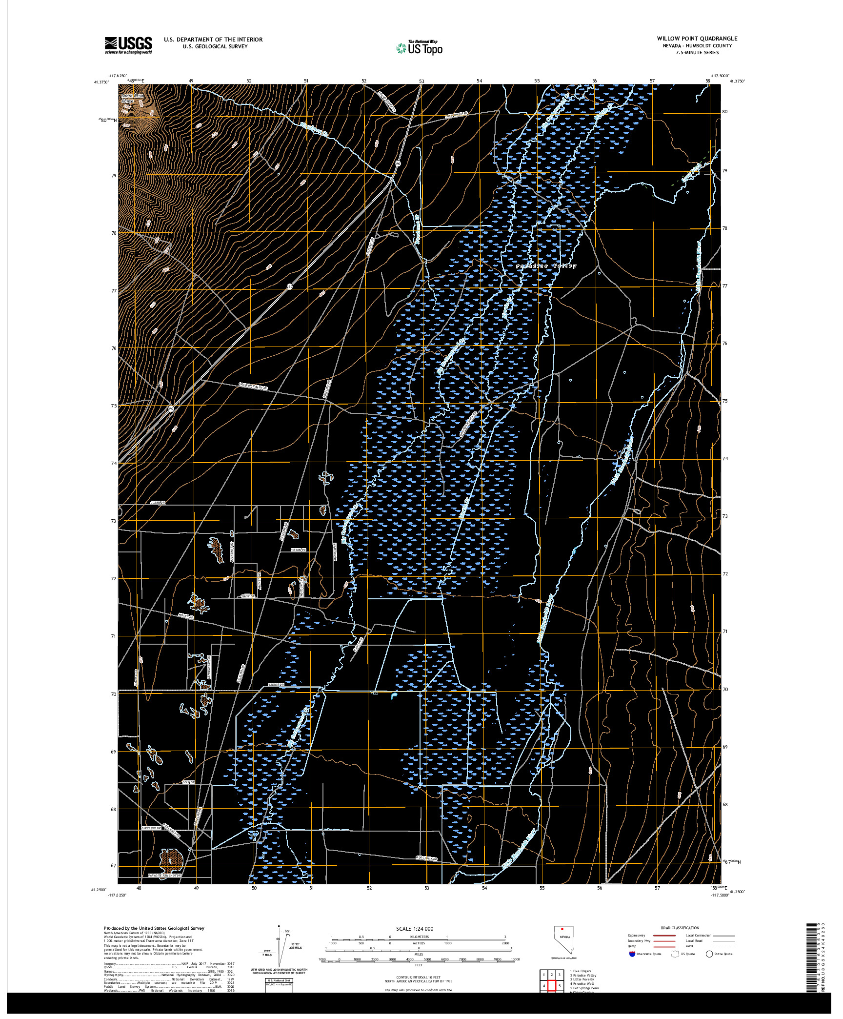 US TOPO 7.5-MINUTE MAP FOR WILLOW POINT, NV