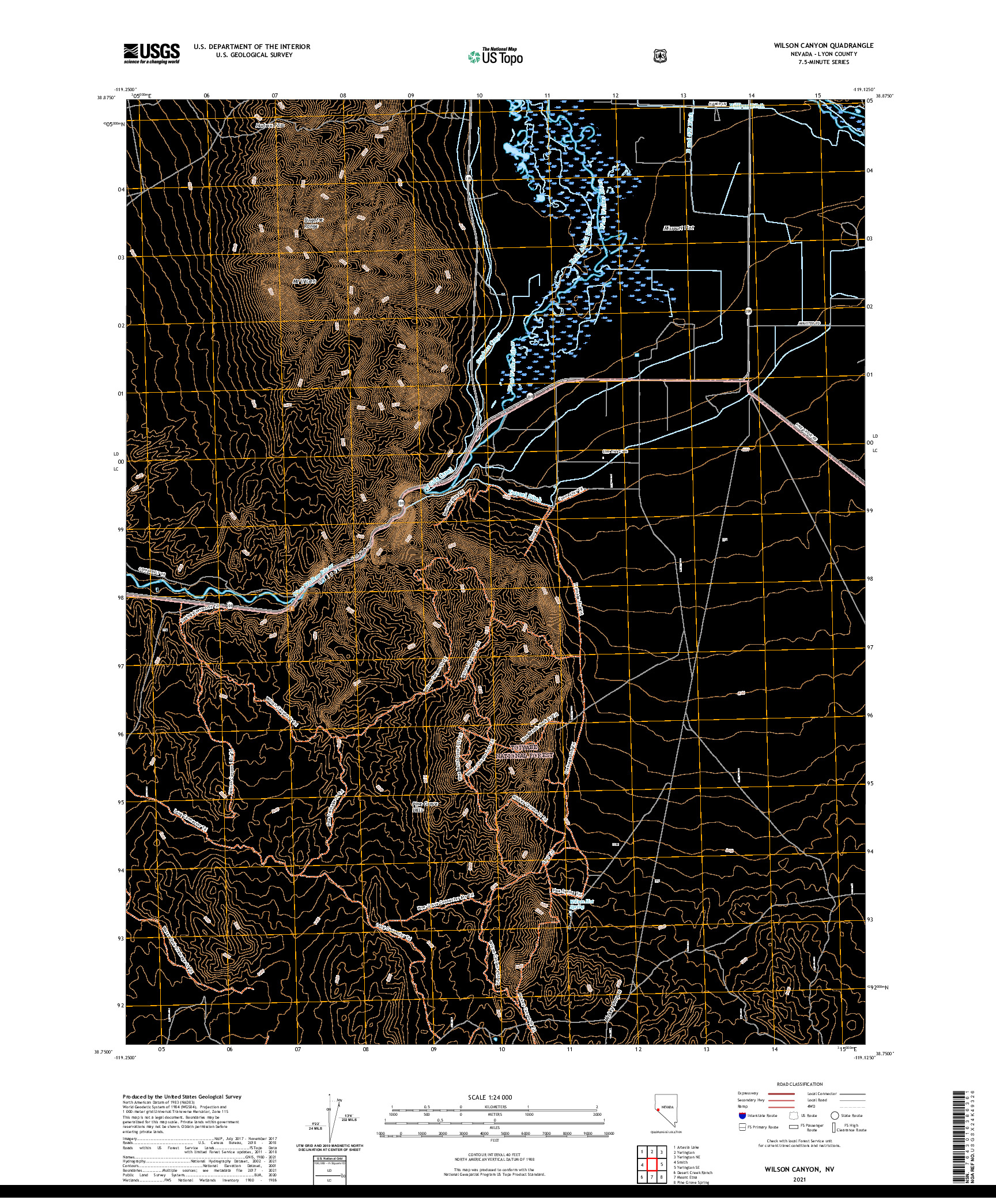 US TOPO 7.5-MINUTE MAP FOR WILSON CANYON, NV