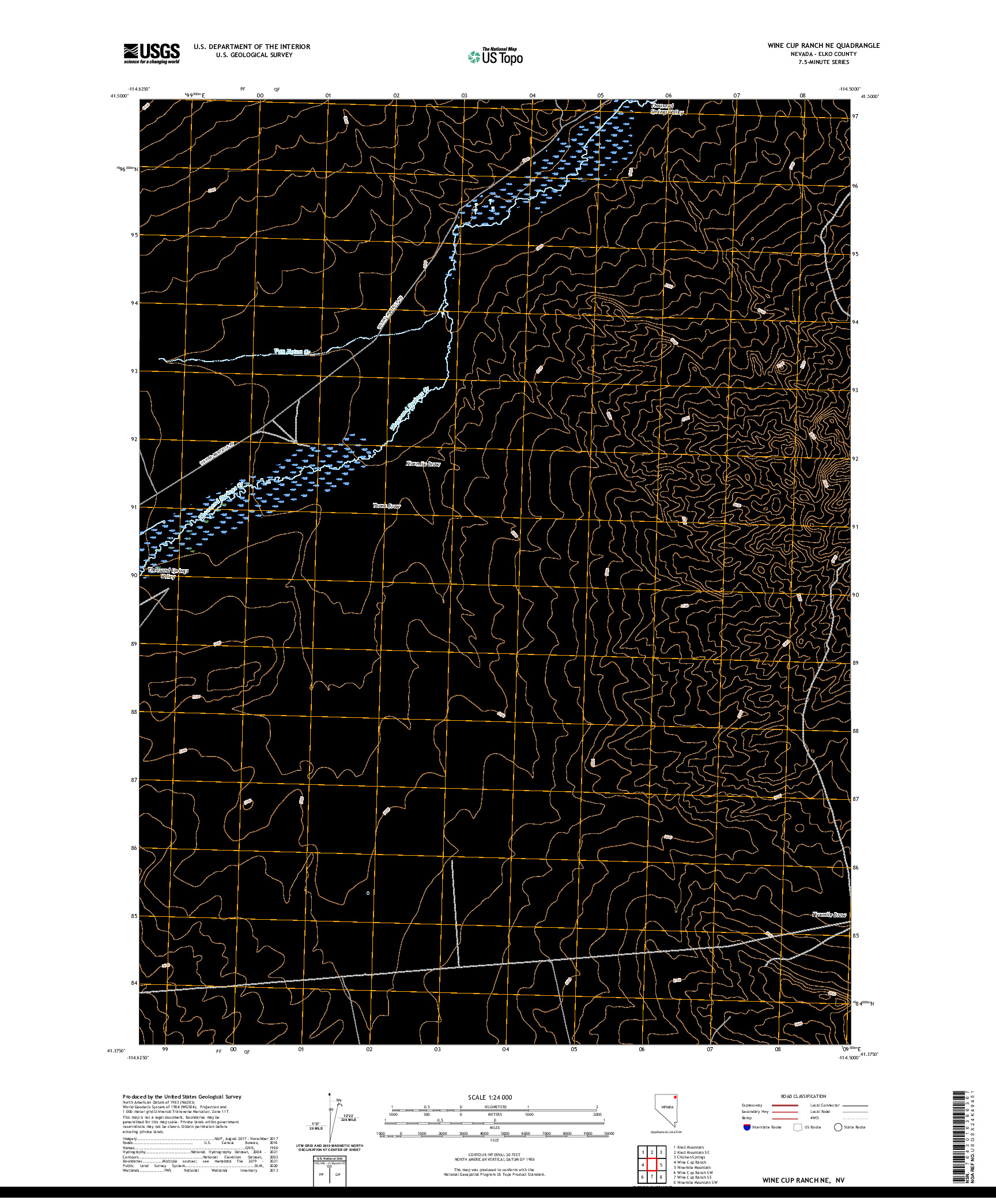 US TOPO 7.5-MINUTE MAP FOR WINE CUP RANCH NE, NV