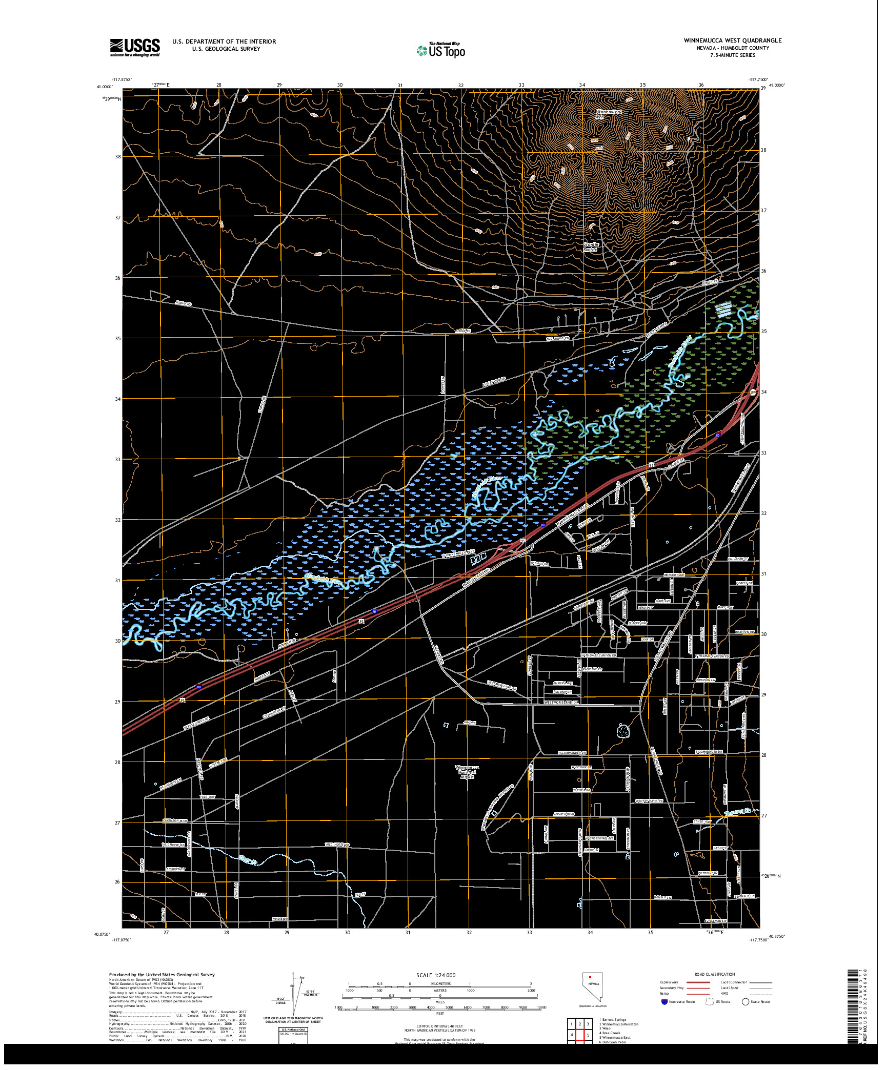 US TOPO 7.5-MINUTE MAP FOR WINNEMUCCA WEST, NV