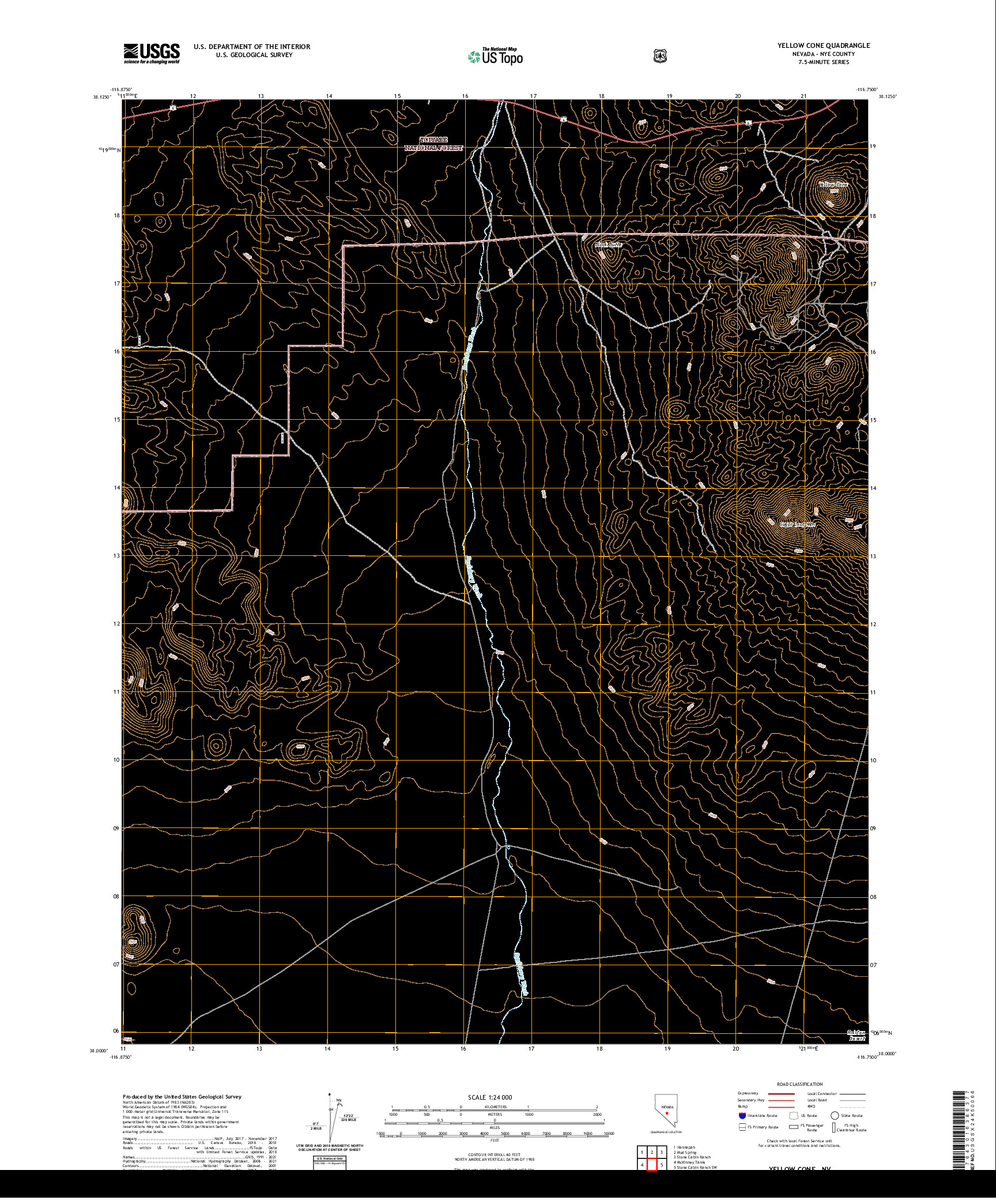 US TOPO 7.5-MINUTE MAP FOR YELLOW CONE, NV