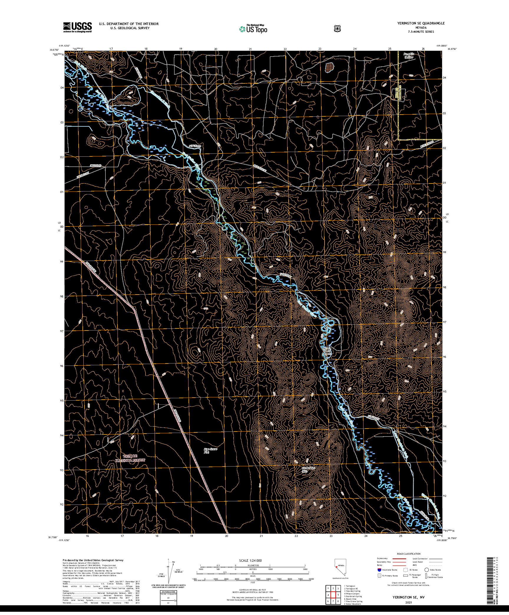 US TOPO 7.5-MINUTE MAP FOR YERINGTON SE, NV