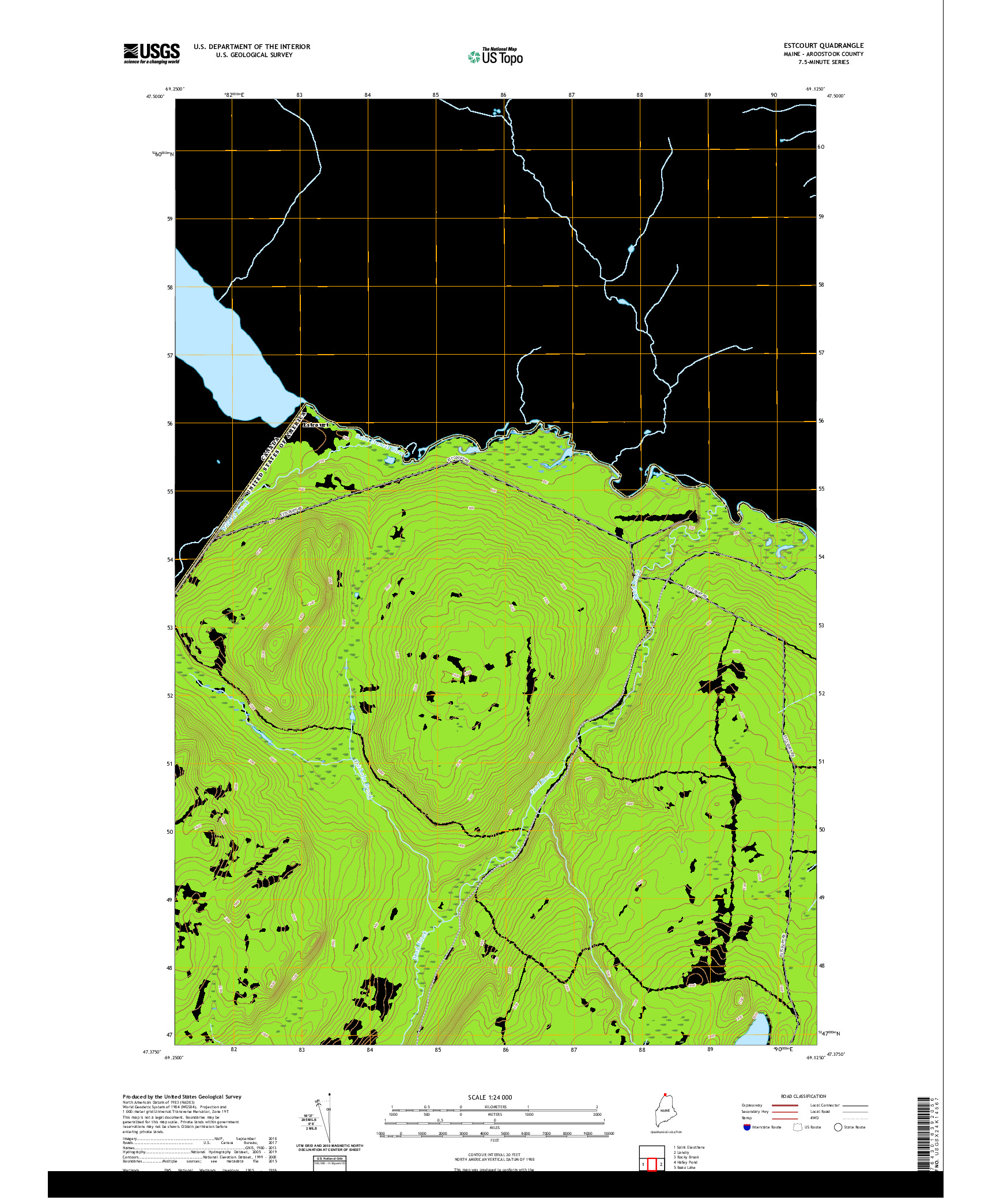 USGS US TOPO 7.5-MINUTE MAP FOR ESTCOURT, ME,QC 2021