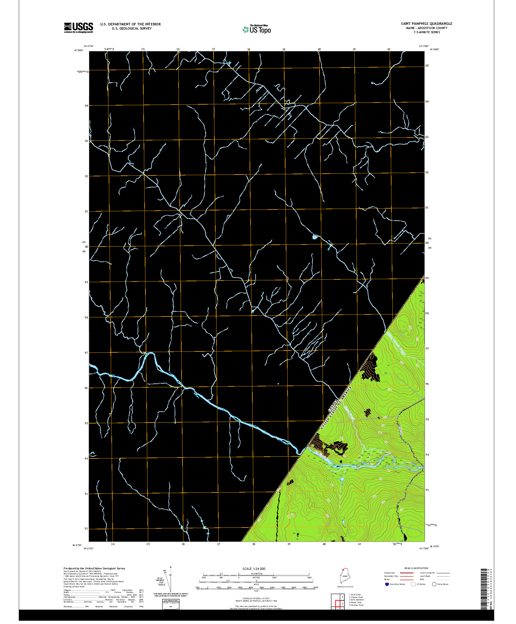 USGS US TOPO 7.5-MINUTE MAP FOR SAINT PAMPHILE, ME,QC 2021