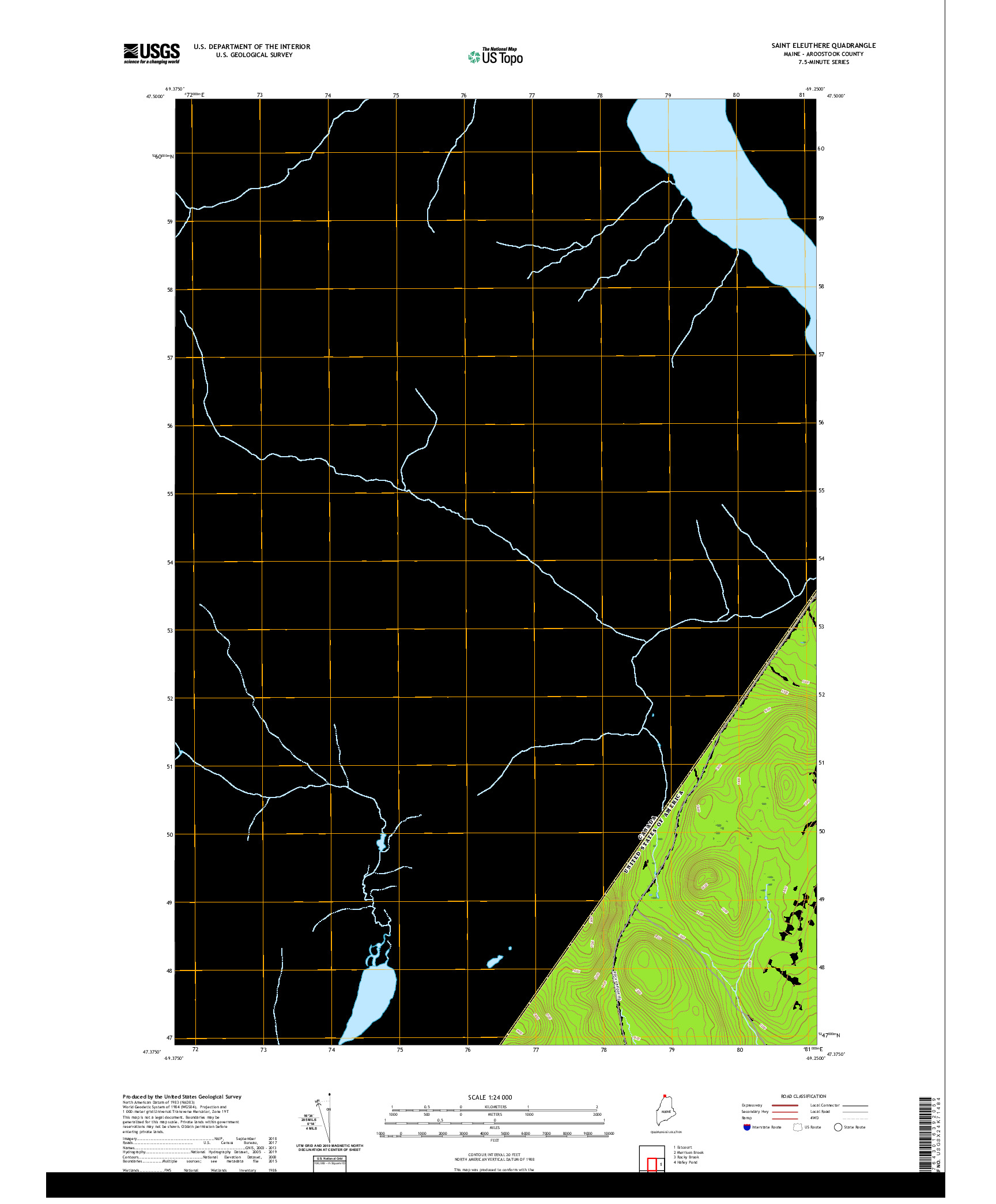 USGS US TOPO 7.5-MINUTE MAP FOR SAINT ELEUTHERE, ME,QC 2021