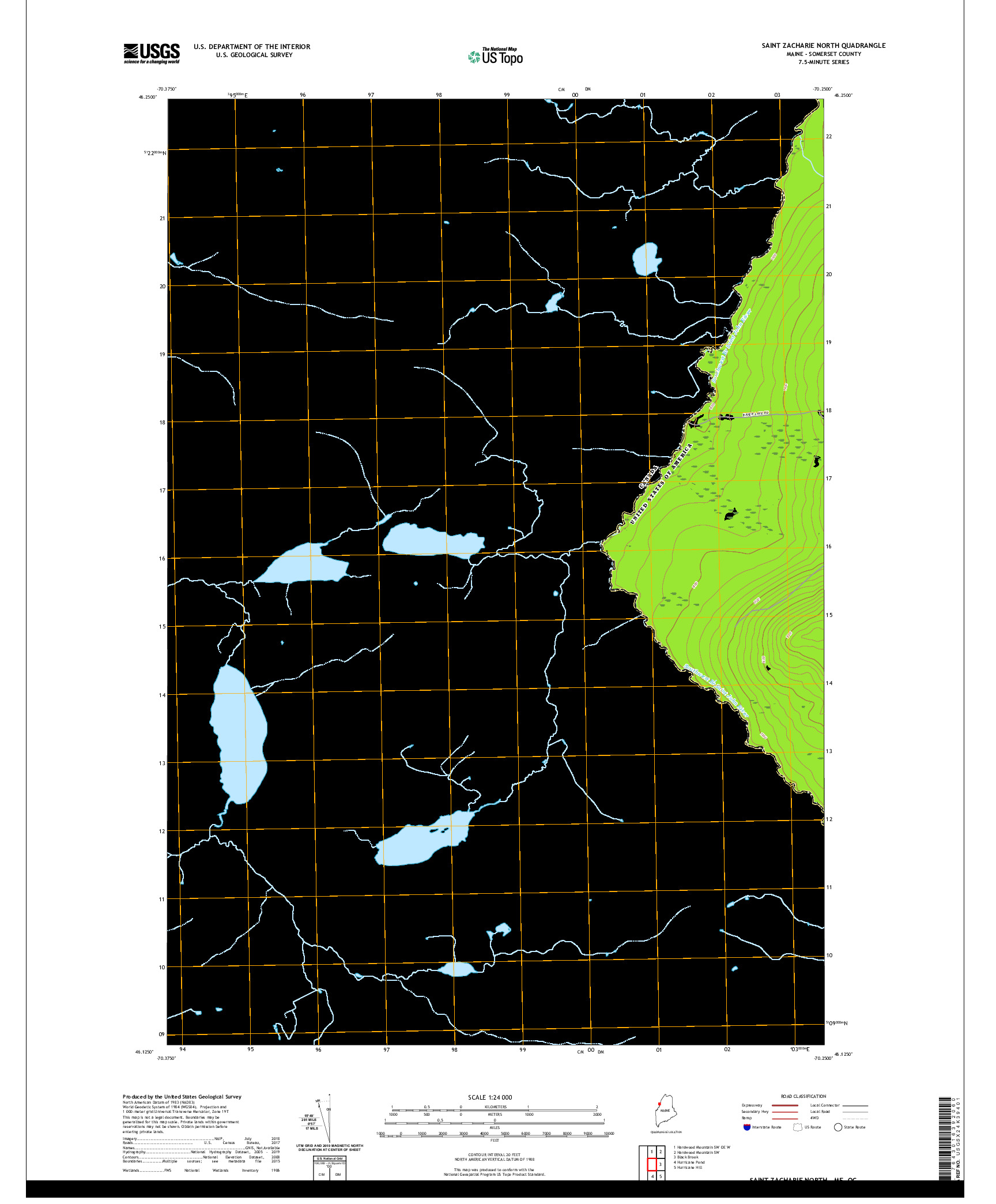 USGS US TOPO 7.5-MINUTE MAP FOR SAINT ZACHARIE NORTH, ME,QC 2021