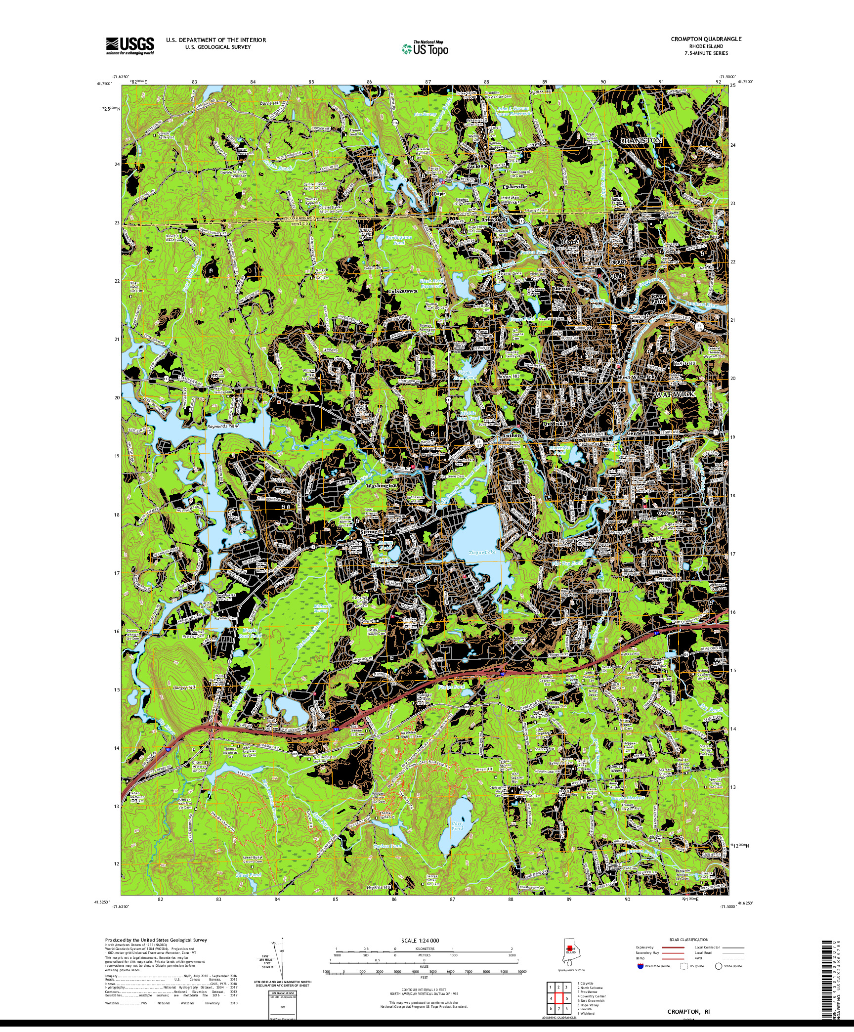 USGS US TOPO 7.5-MINUTE MAP FOR CROMPTON, RI 2021