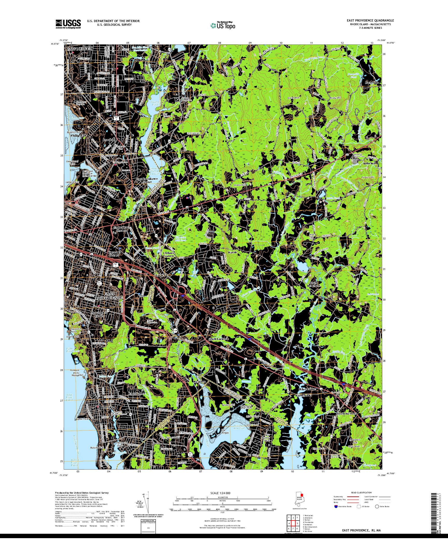 USGS US TOPO 7.5-MINUTE MAP FOR EAST PROVIDENCE, RI,MA 2021