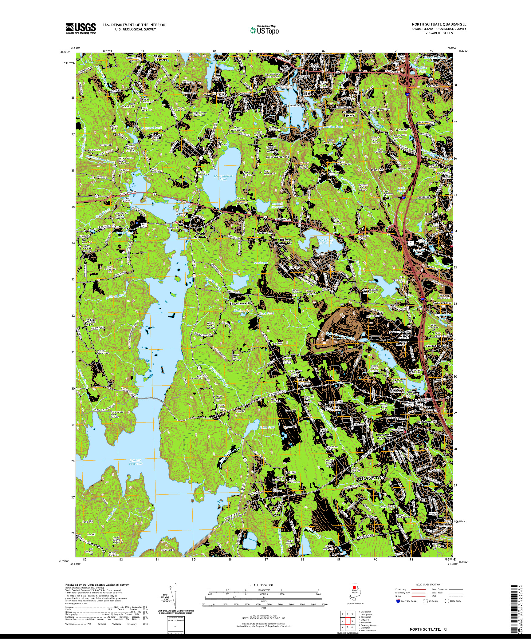 USGS US TOPO 7.5-MINUTE MAP FOR NORTH SCITUATE, RI 2021