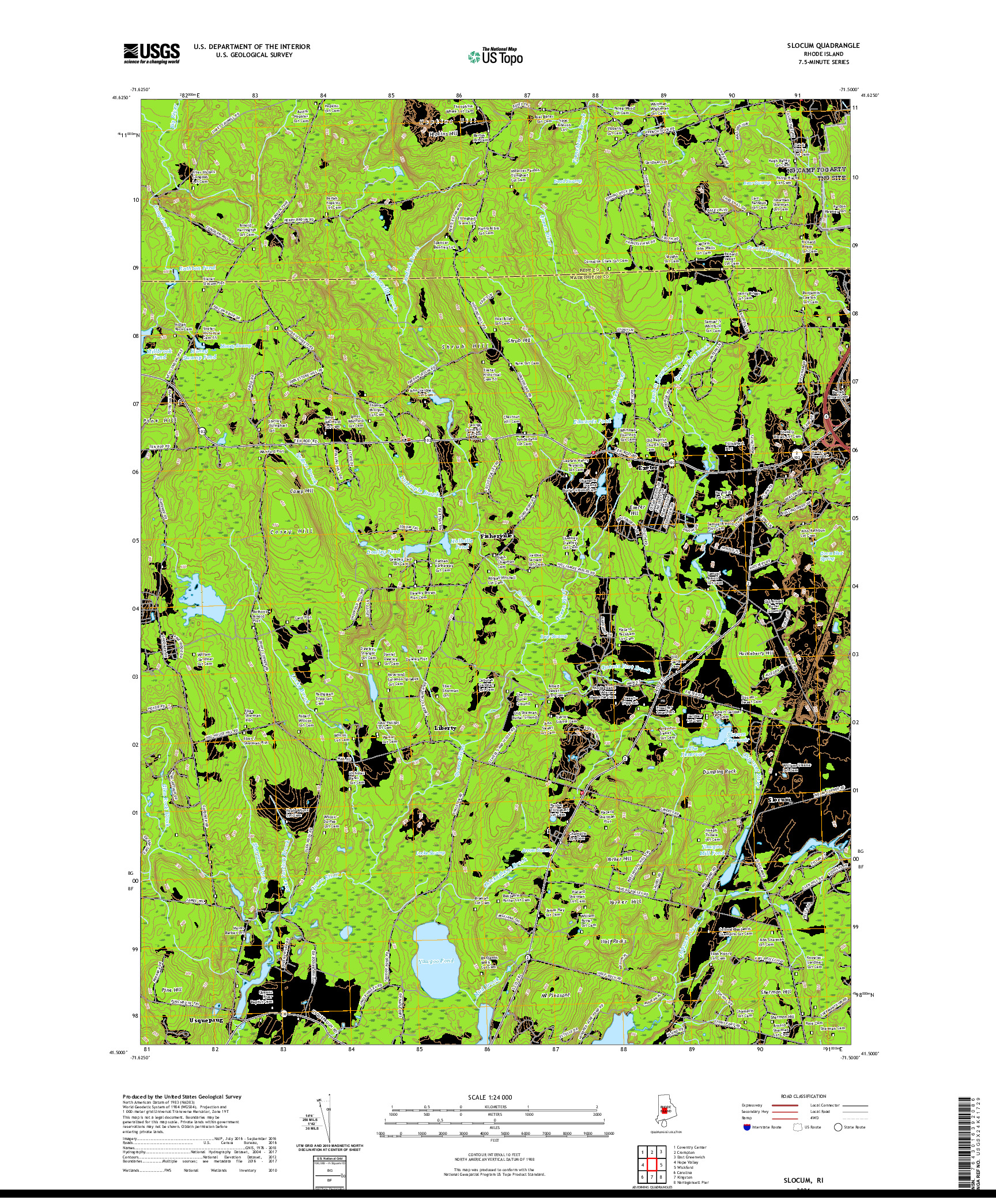 USGS US TOPO 7.5-MINUTE MAP FOR SLOCUM, RI 2021