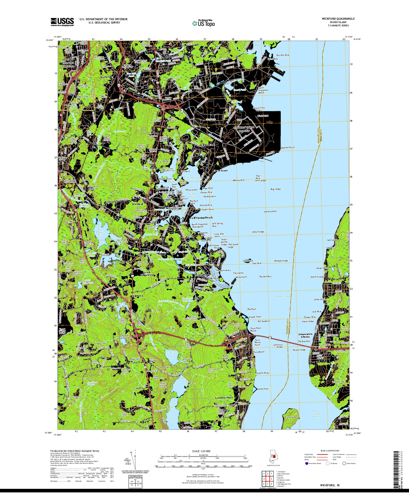 USGS US TOPO 7.5-MINUTE MAP FOR WICKFORD, RI 2021