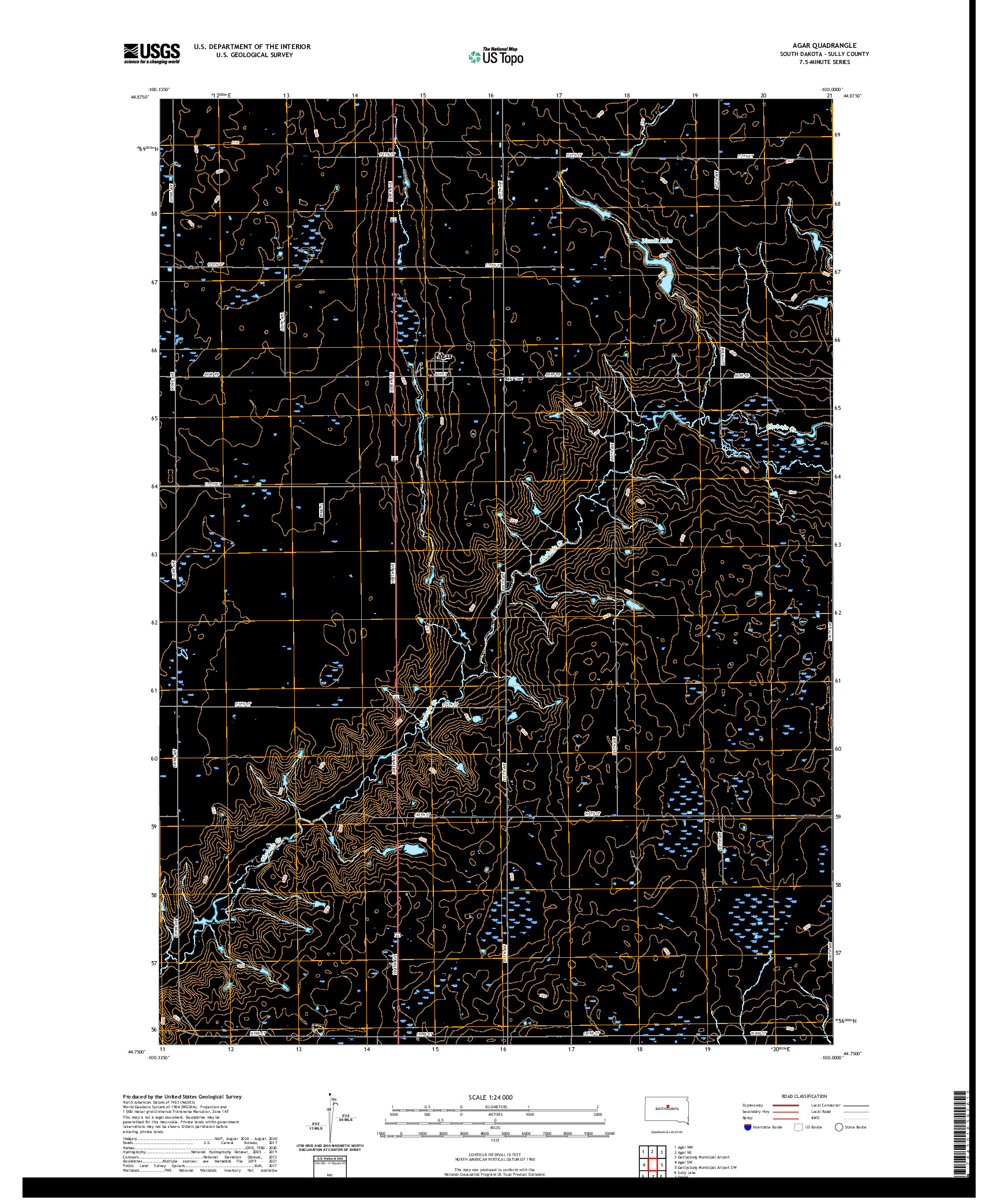 USGS US TOPO 7.5-MINUTE MAP FOR AGAR, SD 2021