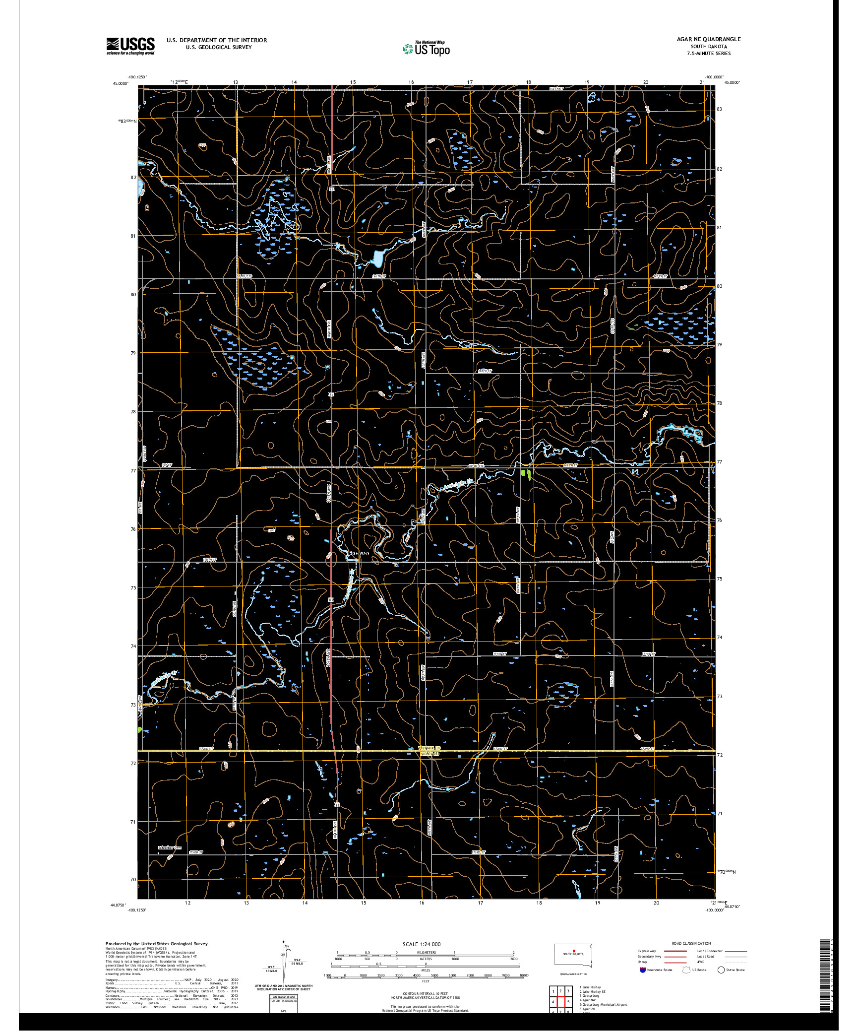 USGS US TOPO 7.5-MINUTE MAP FOR AGAR NE, SD 2021