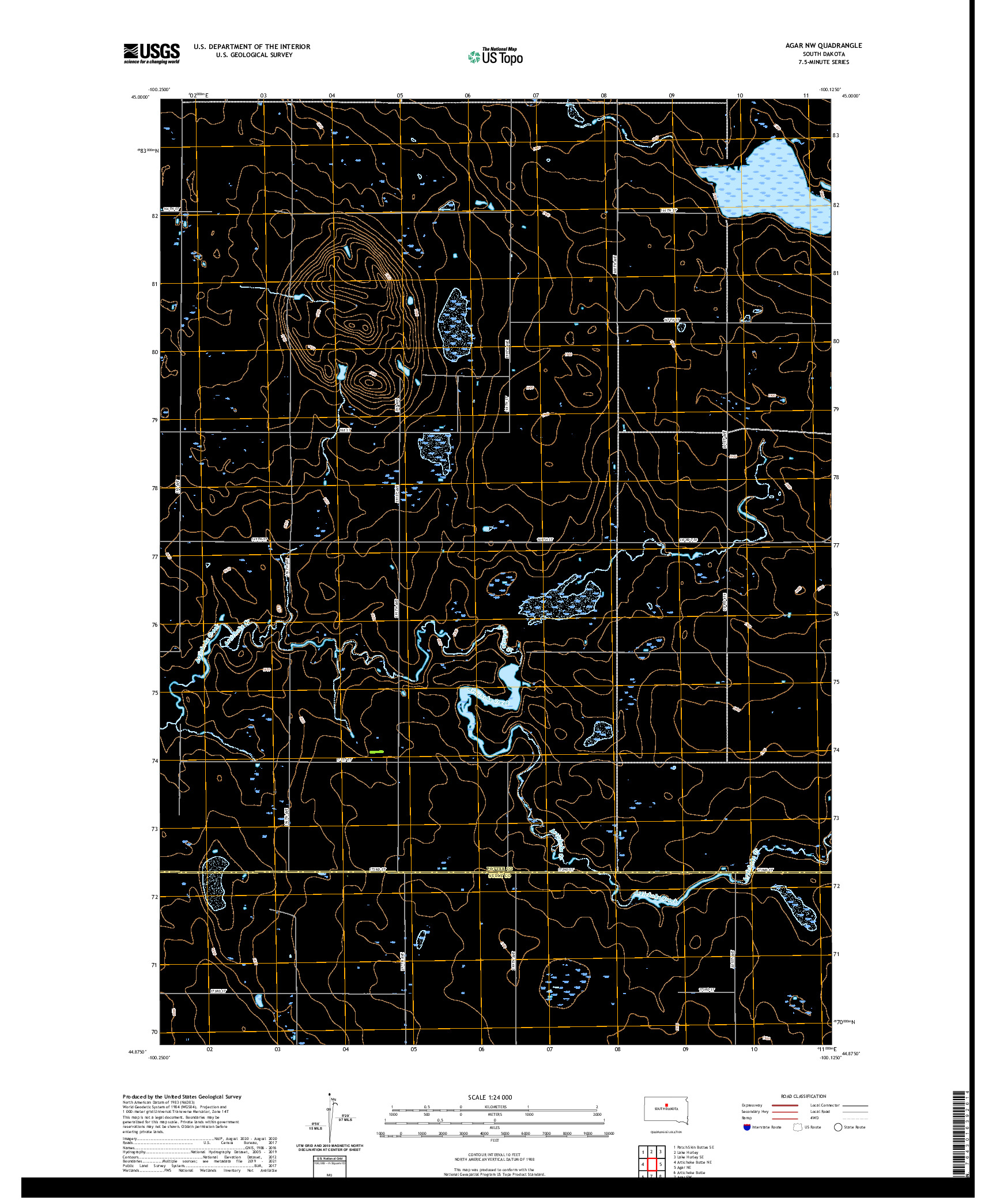 USGS US TOPO 7.5-MINUTE MAP FOR AGAR NW, SD 2021