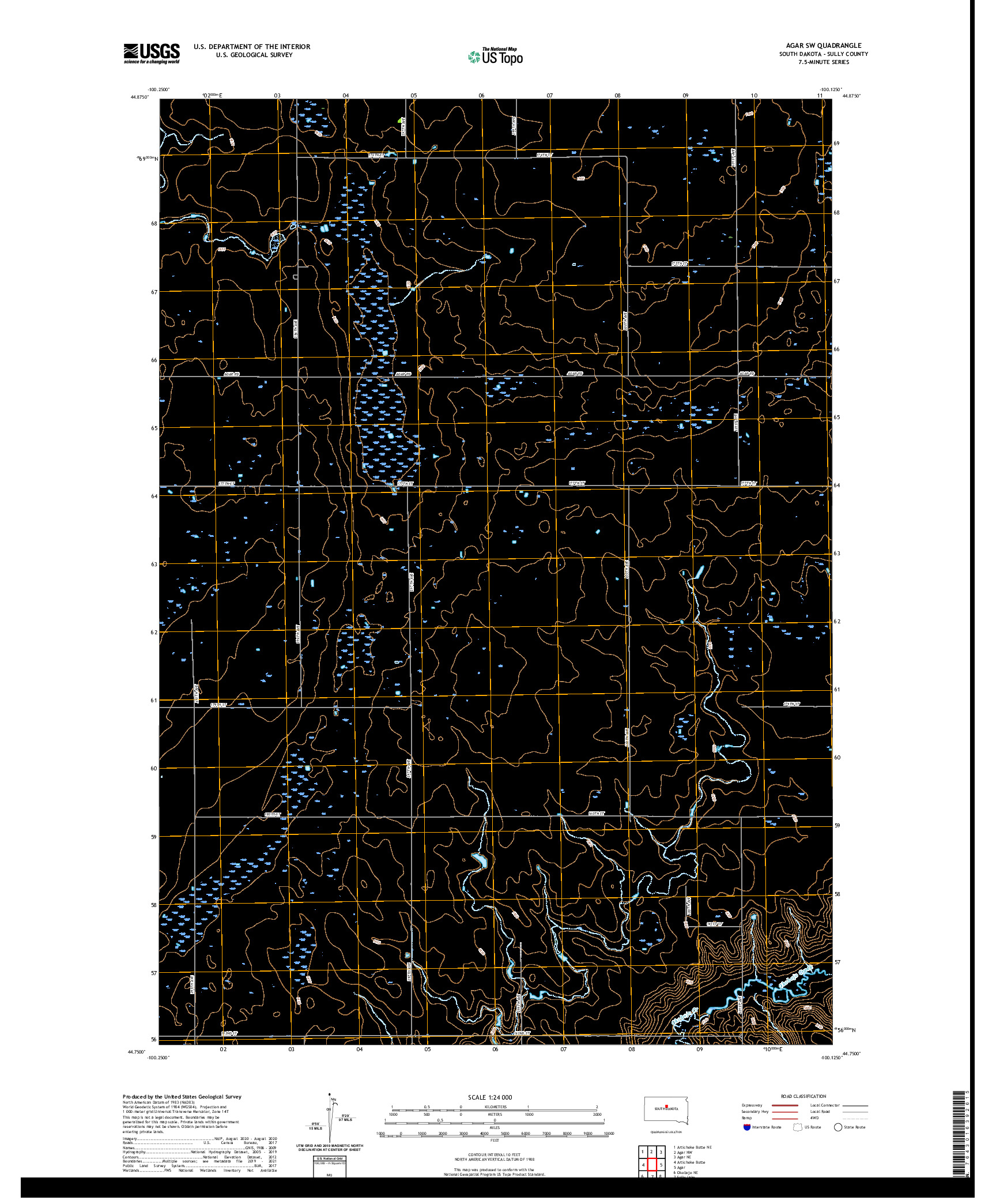 USGS US TOPO 7.5-MINUTE MAP FOR AGAR SW, SD 2021
