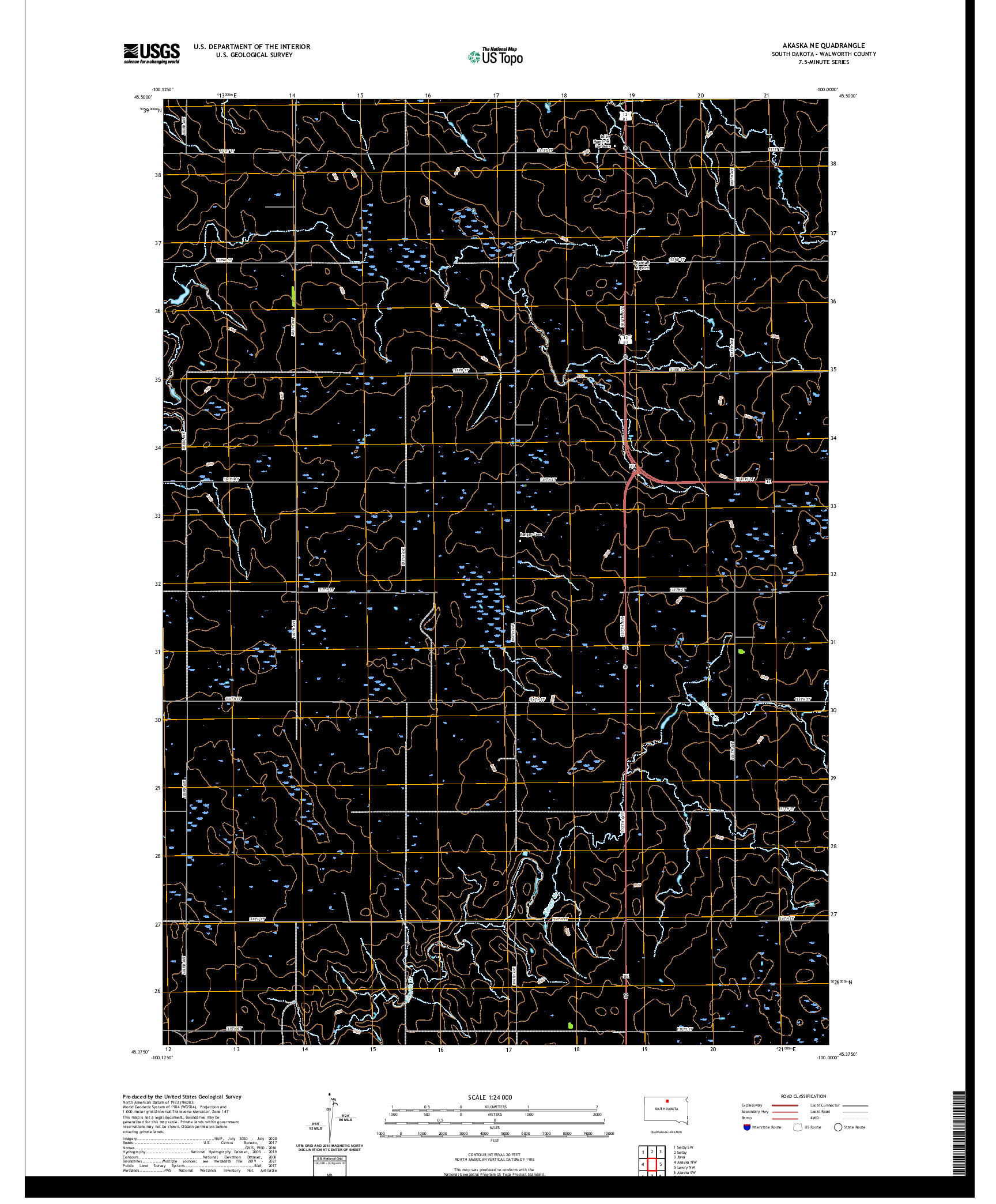 USGS US TOPO 7.5-MINUTE MAP FOR AKASKA NE, SD 2021
