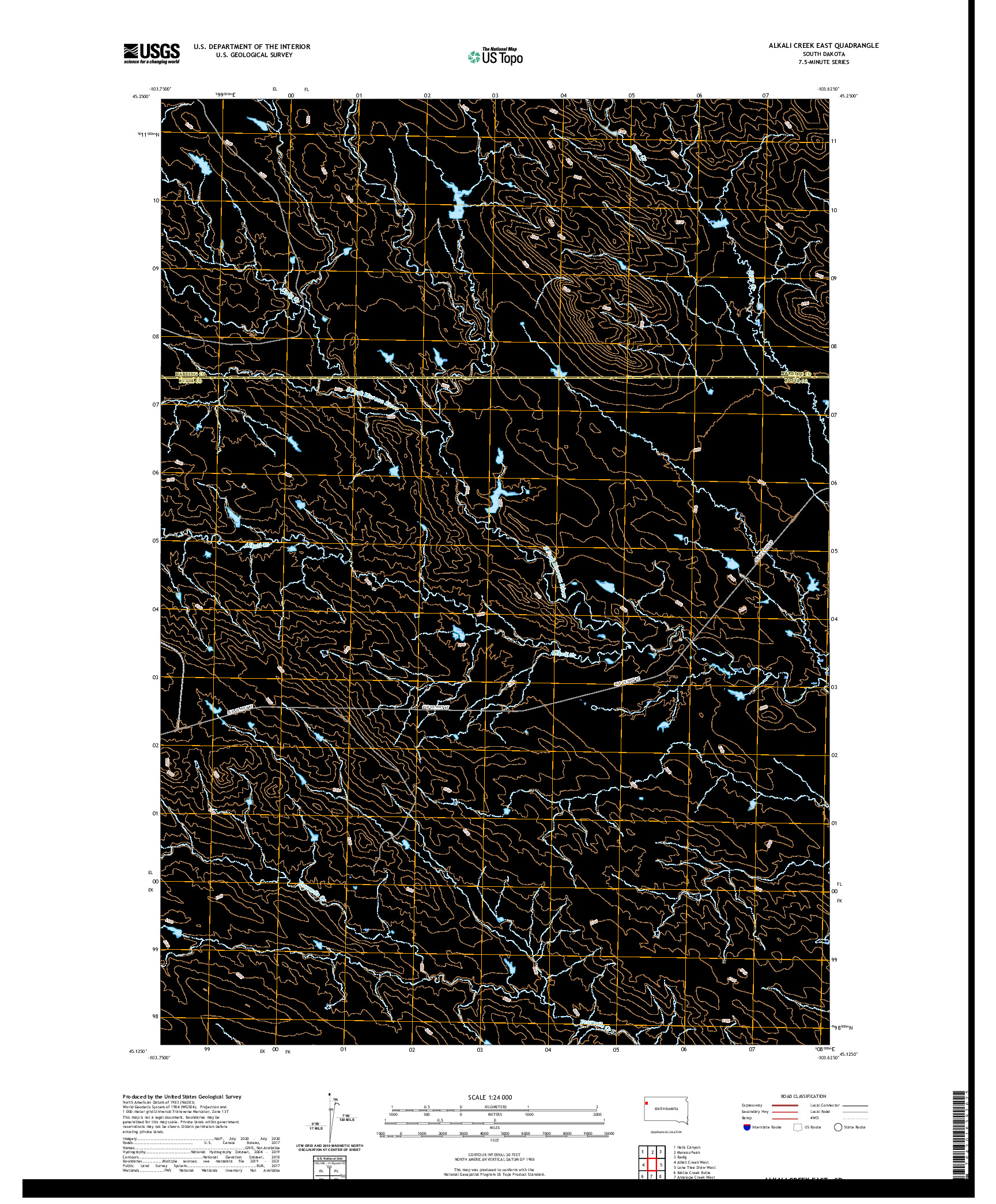 USGS US TOPO 7.5-MINUTE MAP FOR ALKALI CREEK EAST, SD 2021