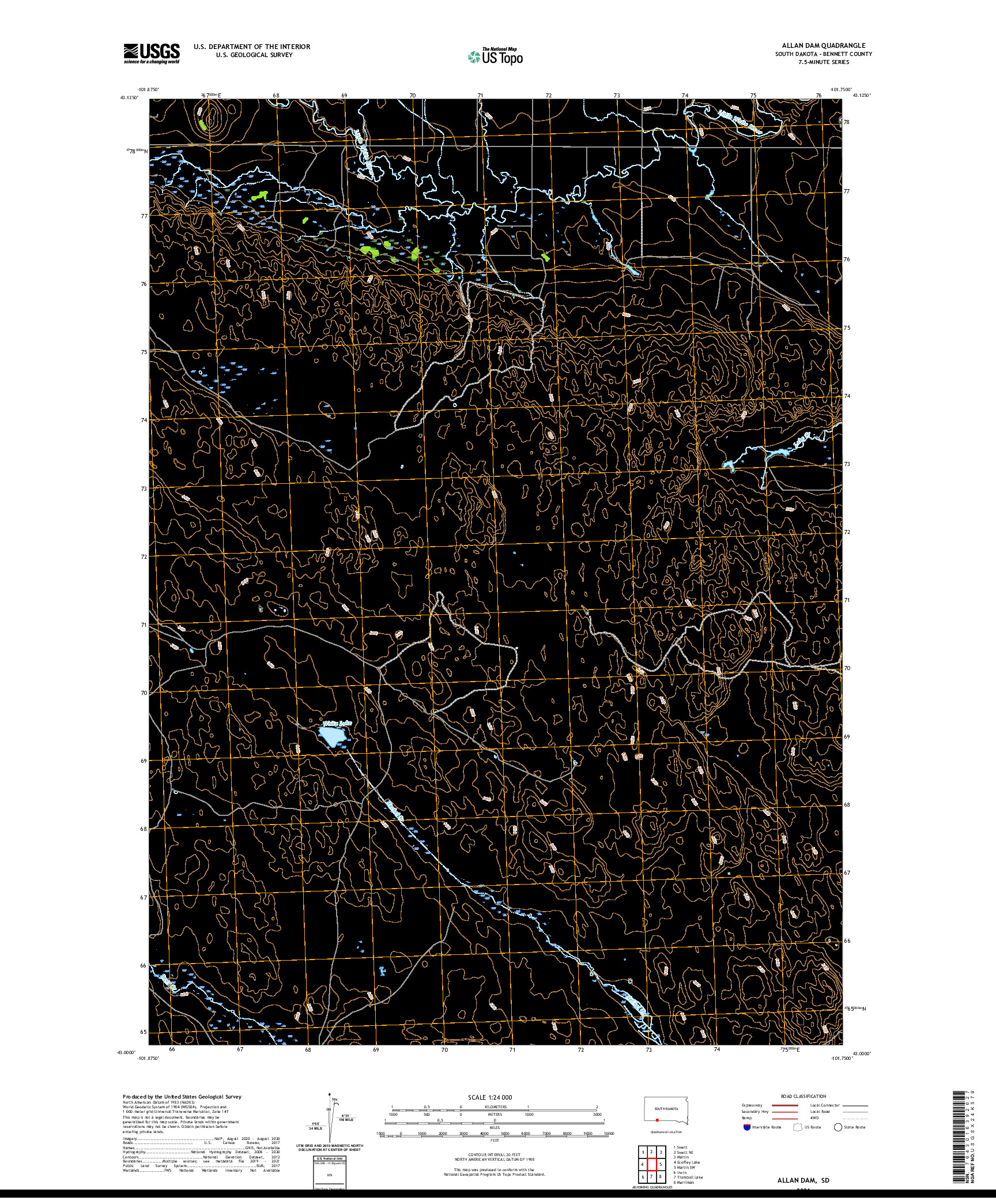 USGS US TOPO 7.5-MINUTE MAP FOR ALLAN DAM, SD 2021