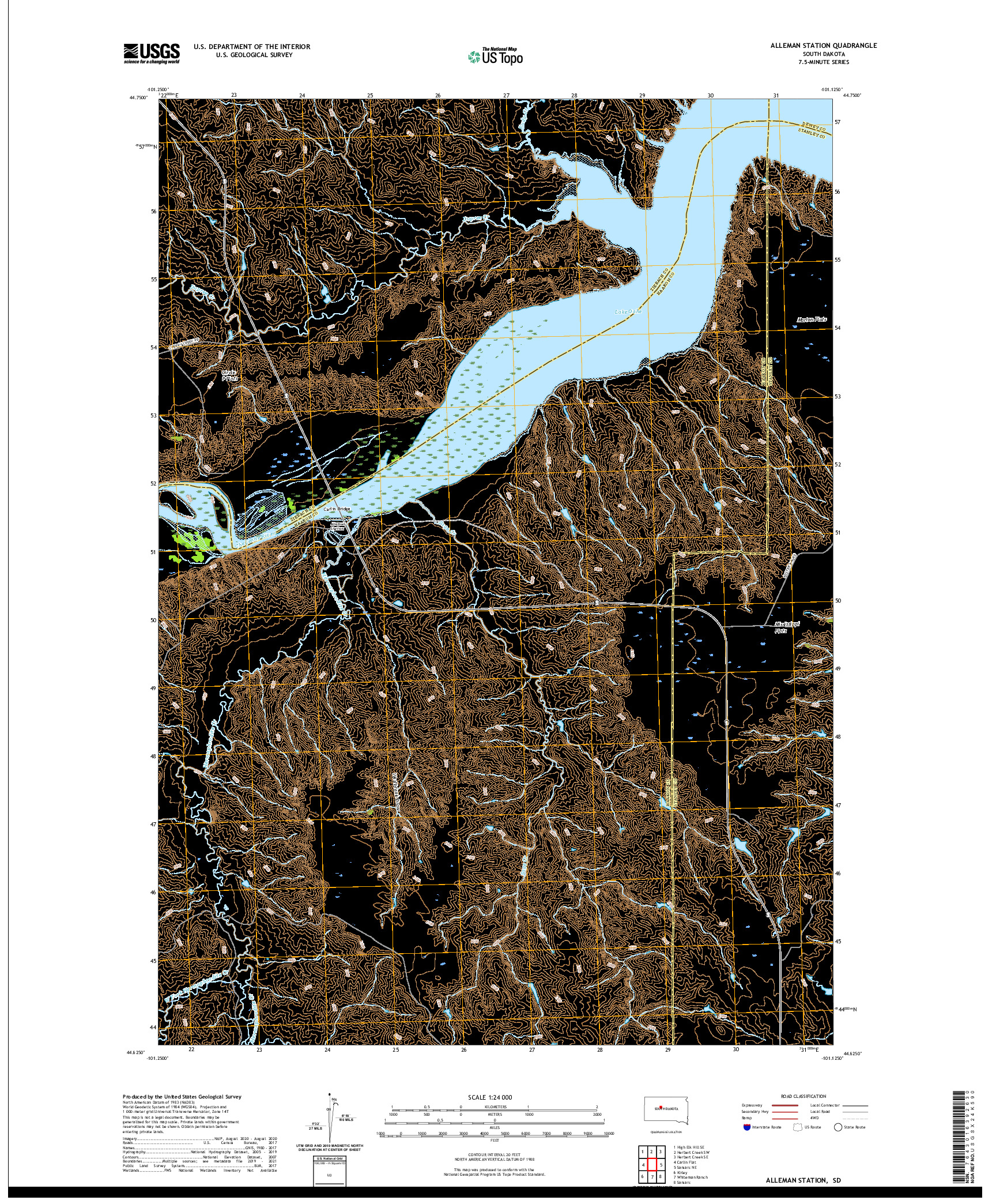 USGS US TOPO 7.5-MINUTE MAP FOR ALLEMAN STATION, SD 2021