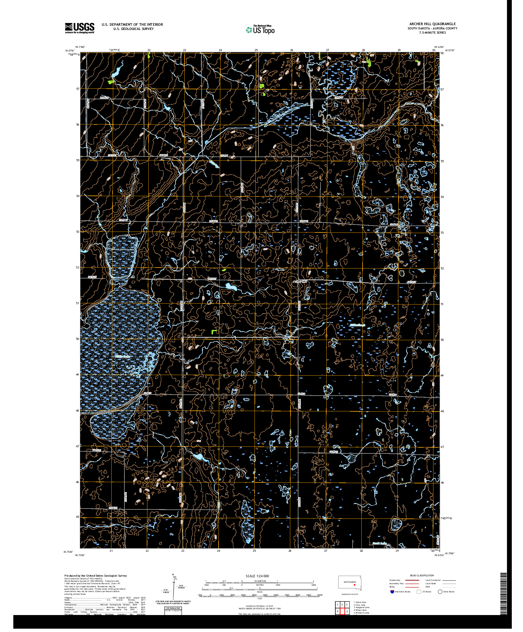 USGS US TOPO 7.5-MINUTE MAP FOR ARCHER HILL, SD 2021