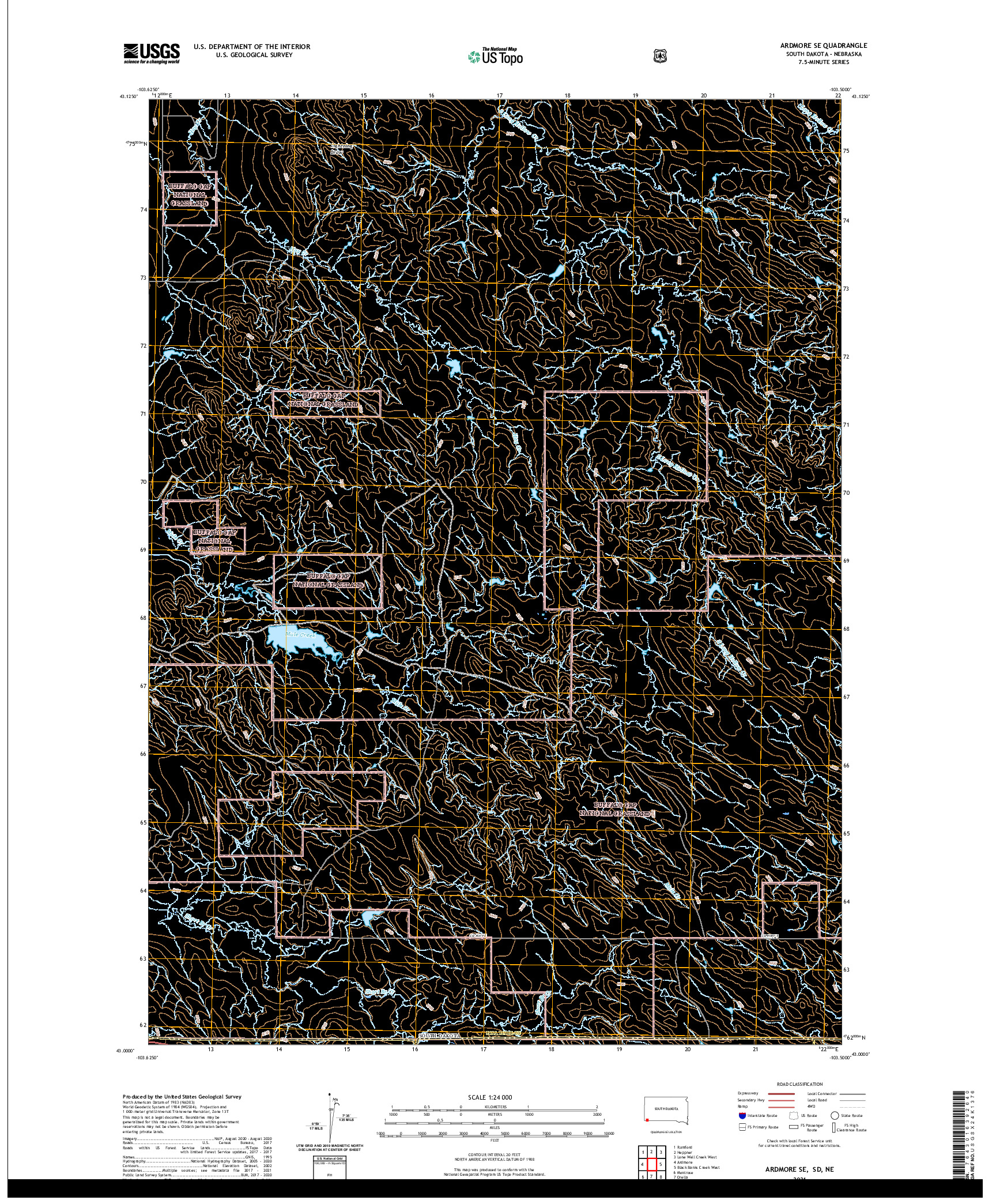 USGS US TOPO 7.5-MINUTE MAP FOR ARDMORE SE, SD,NE 2021