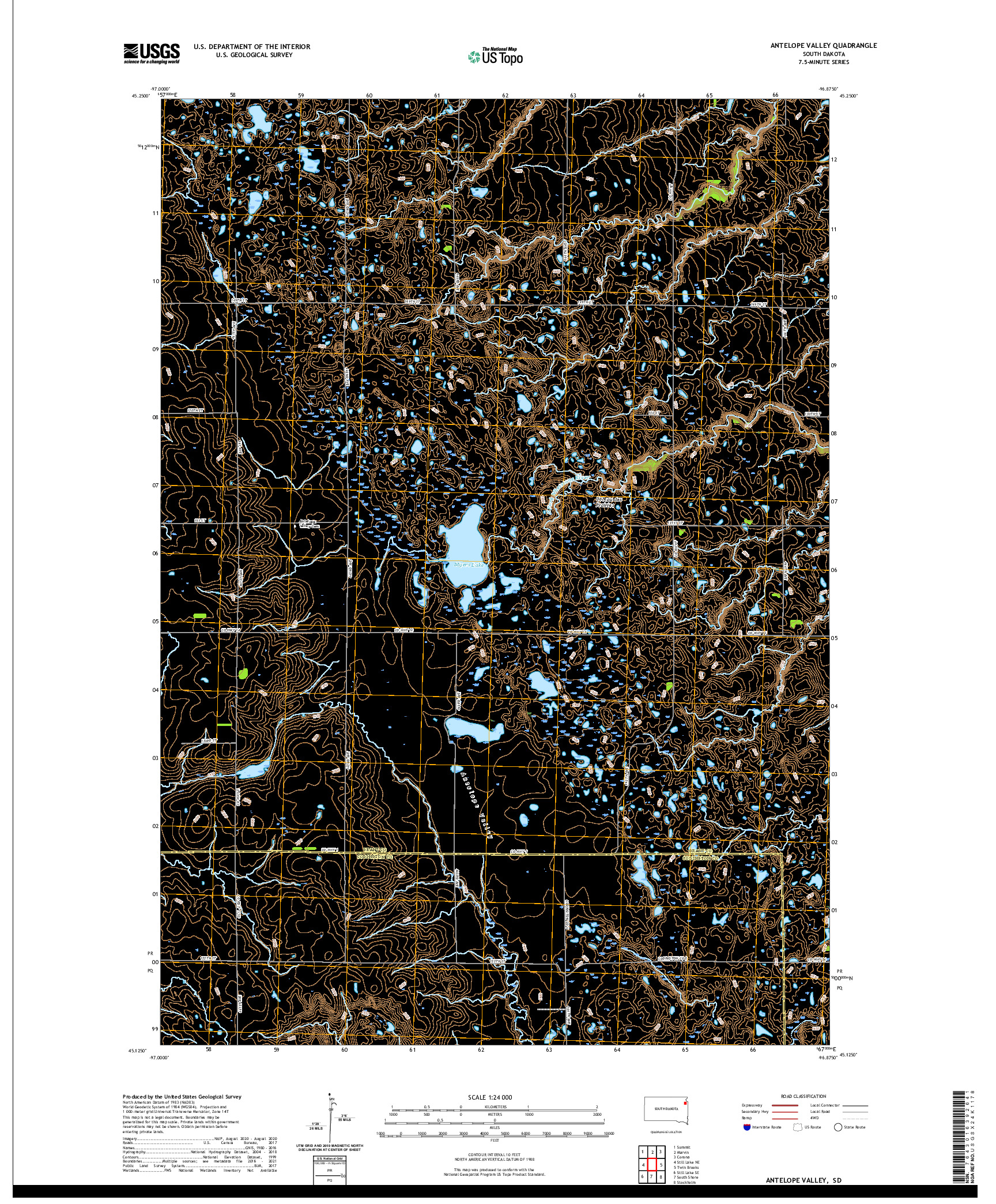USGS US TOPO 7.5-MINUTE MAP FOR ANTELOPE VALLEY, SD 2021