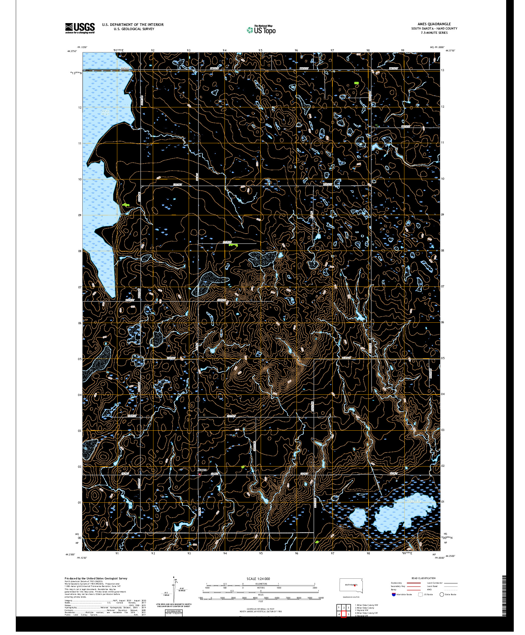 USGS US TOPO 7.5-MINUTE MAP FOR AMES, SD 2021