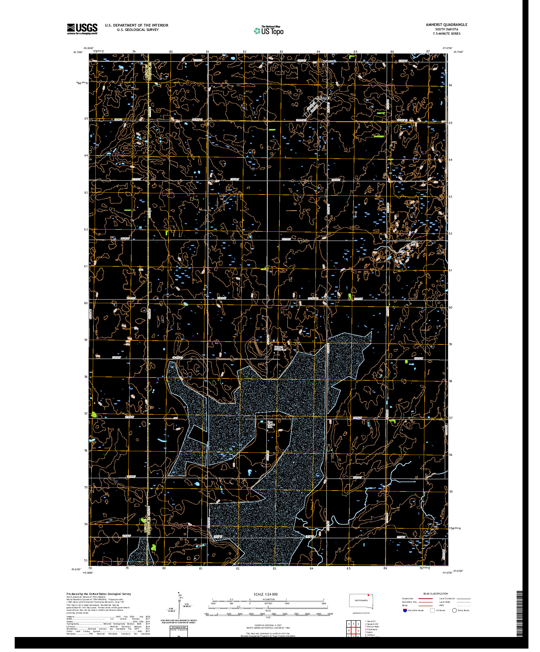 USGS US TOPO 7.5-MINUTE MAP FOR AMHERST, SD 2021