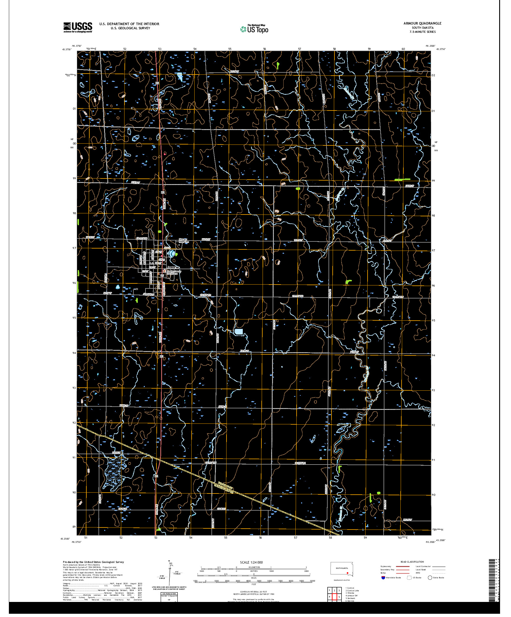 USGS US TOPO 7.5-MINUTE MAP FOR ARMOUR, SD 2021