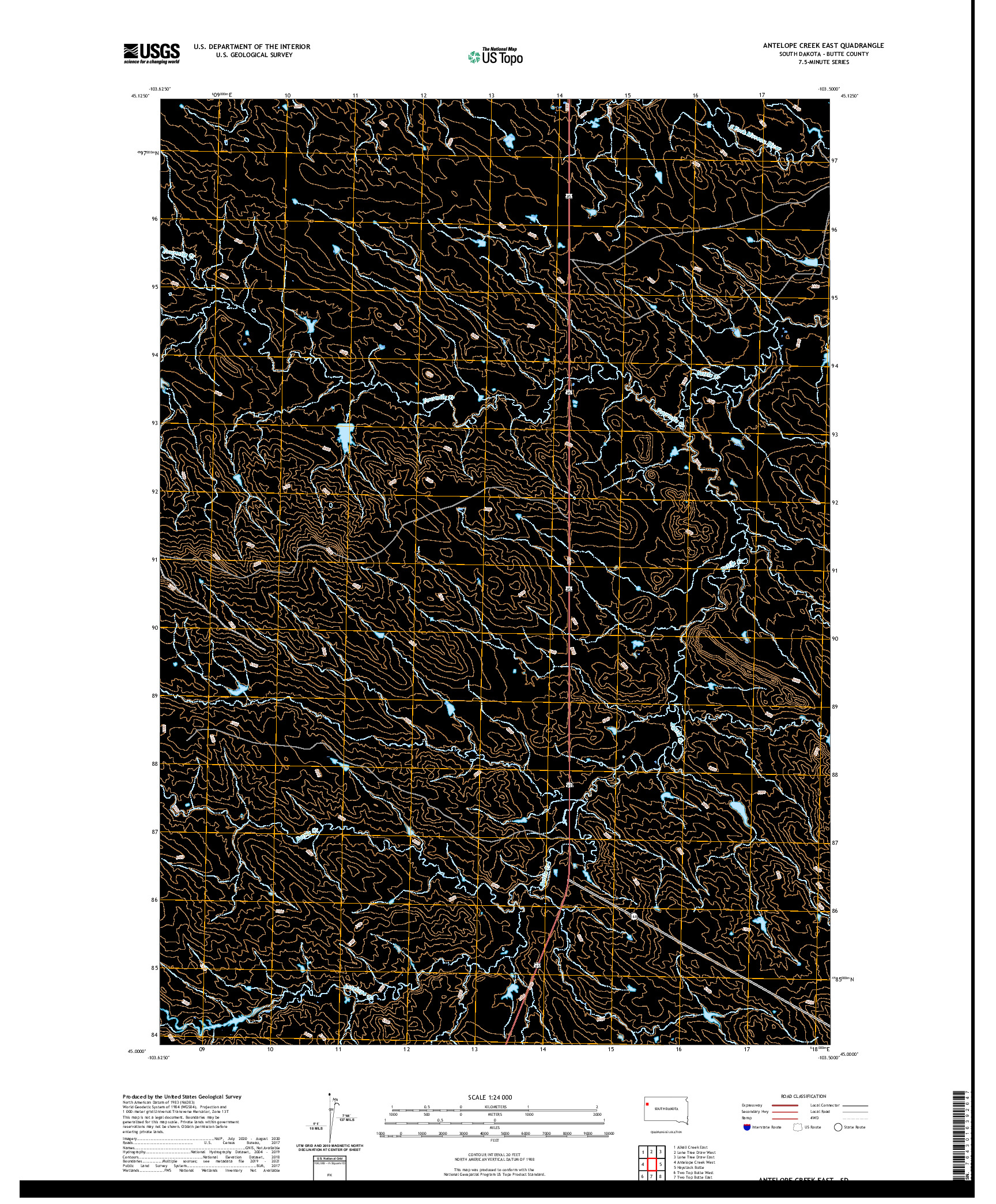 USGS US TOPO 7.5-MINUTE MAP FOR ANTELOPE CREEK EAST, SD 2021