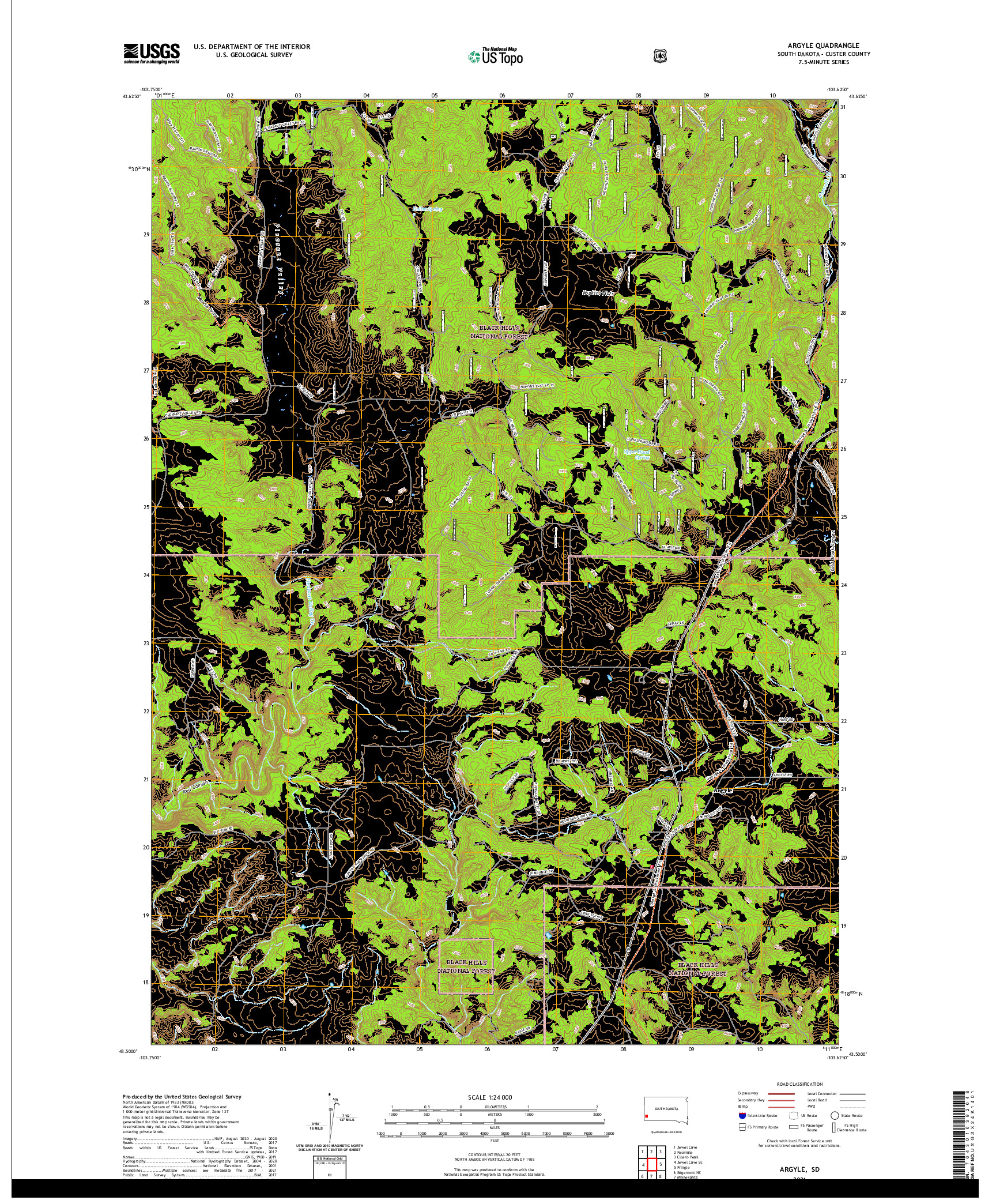 USGS US TOPO 7.5-MINUTE MAP FOR ARGYLE, SD 2021