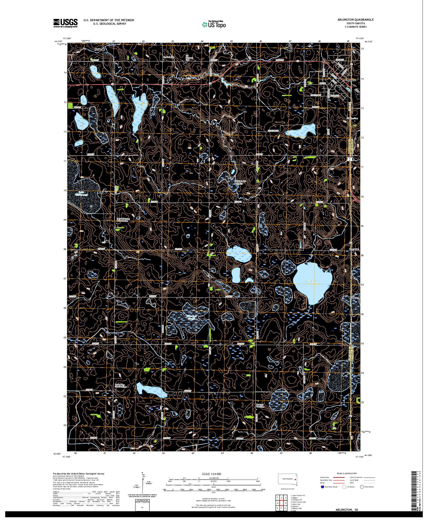 USGS US TOPO 7.5-MINUTE MAP FOR ARLINGTON, SD 2021