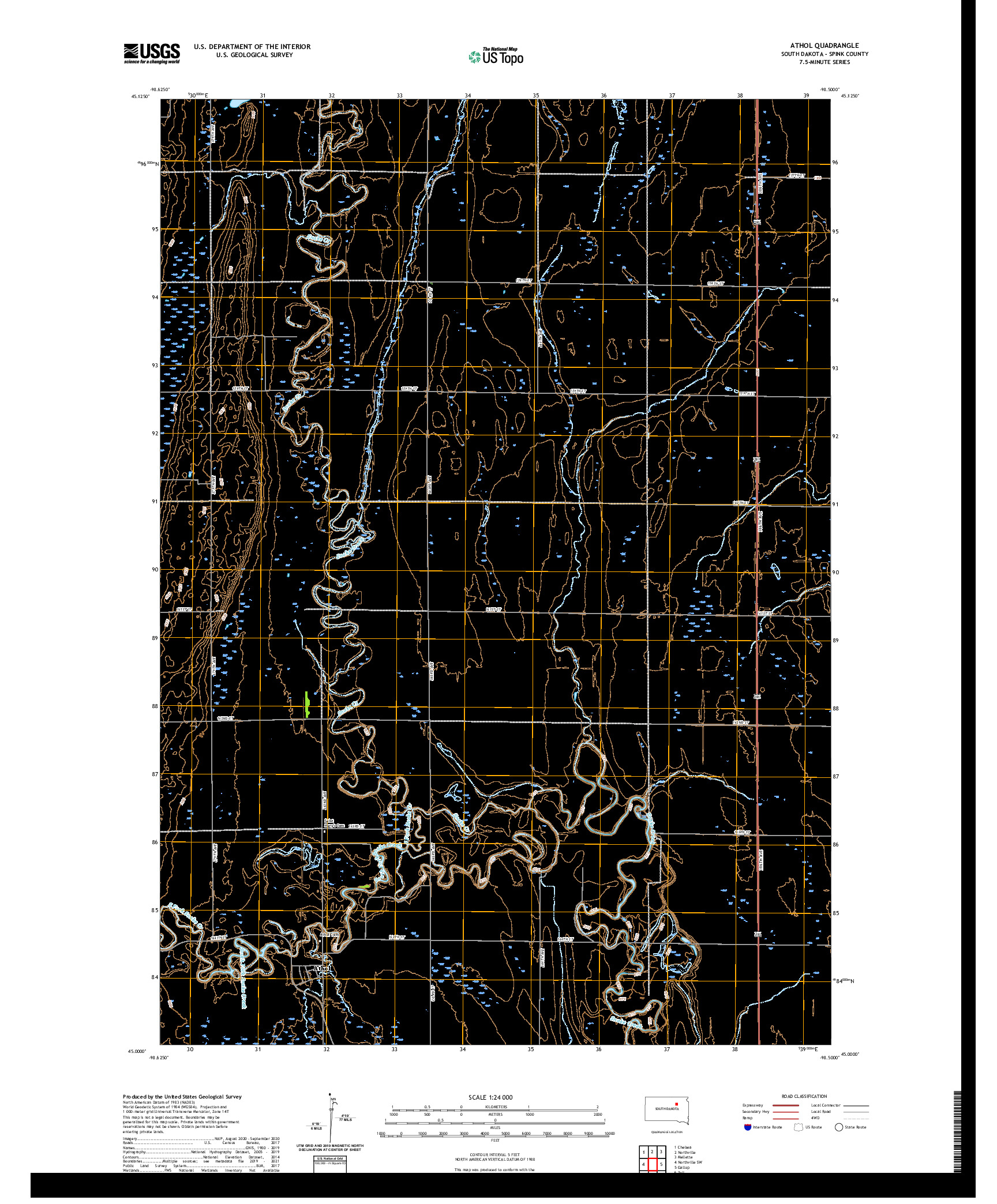 USGS US TOPO 7.5-MINUTE MAP FOR ATHOL, SD 2021