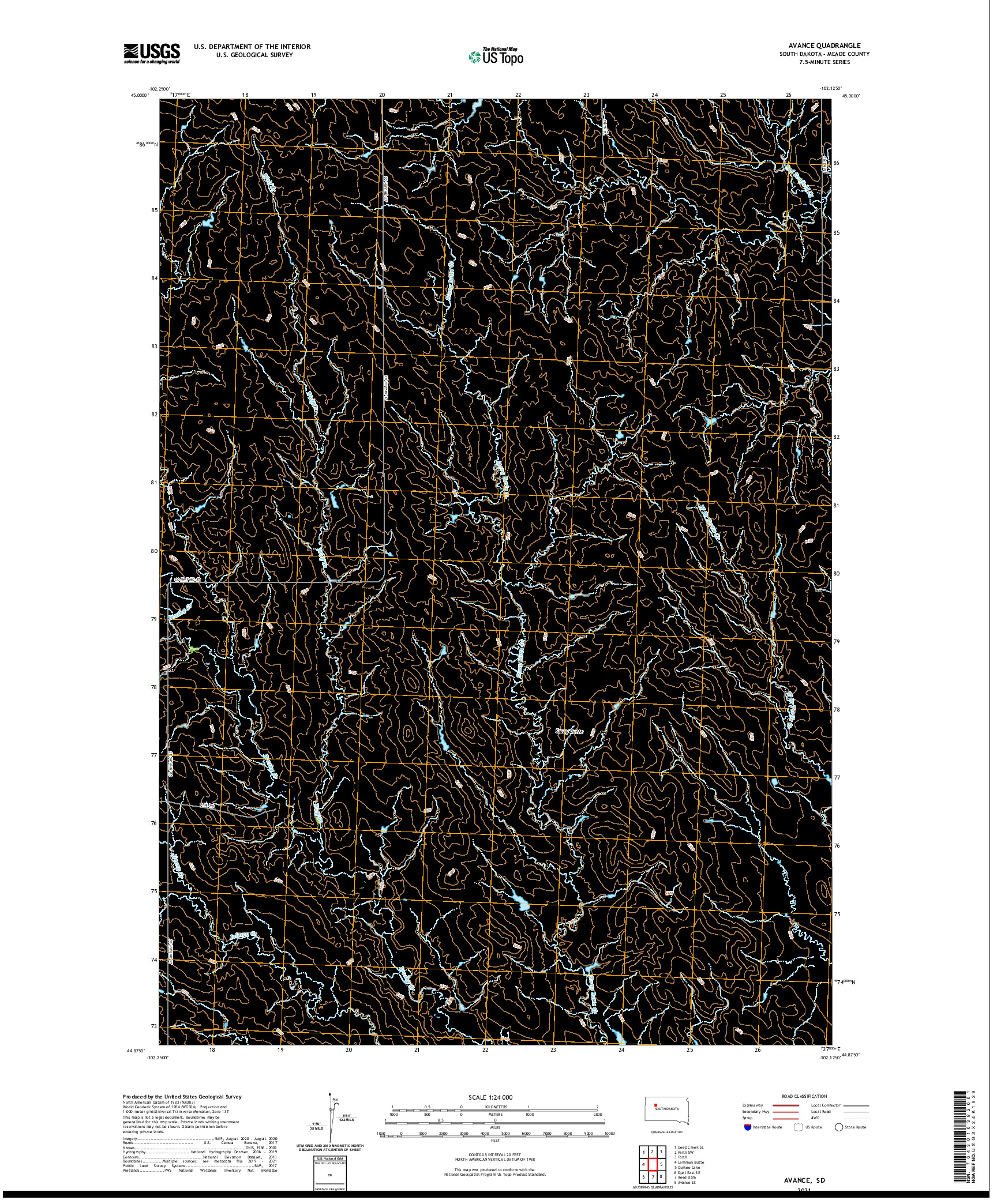 USGS US TOPO 7.5-MINUTE MAP FOR AVANCE, SD 2021