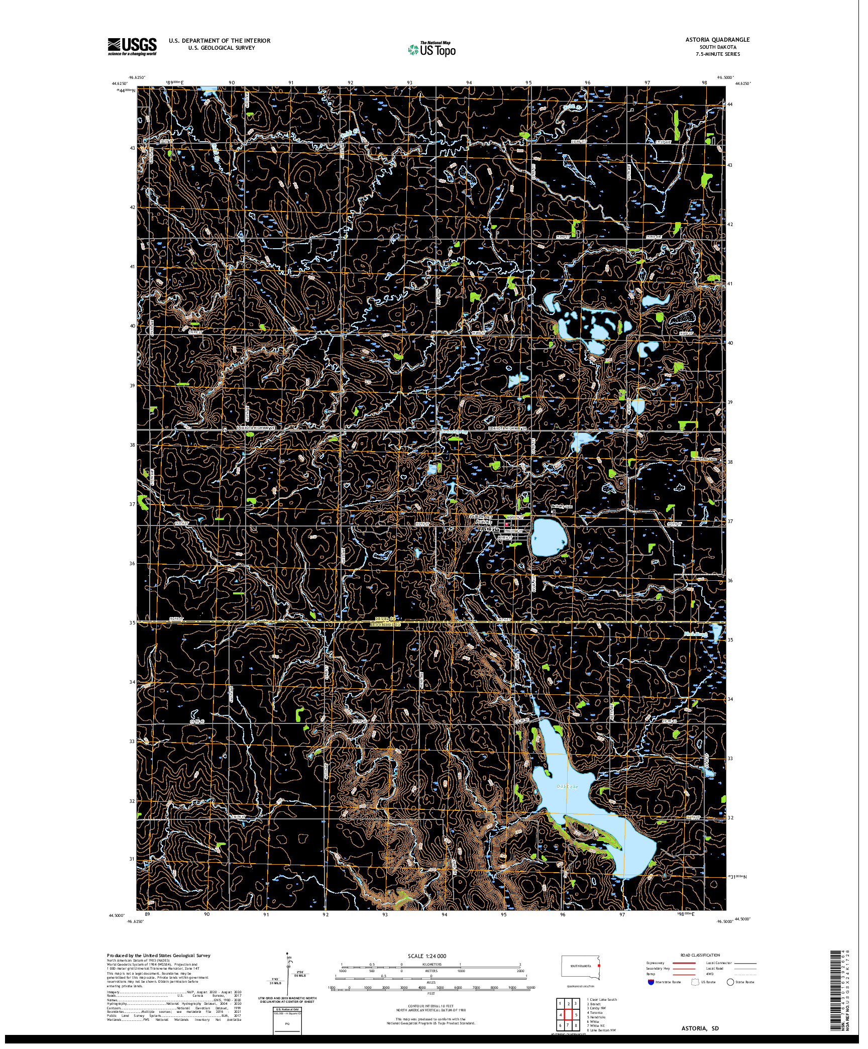 USGS US TOPO 7.5-MINUTE MAP FOR ASTORIA, SD 2021