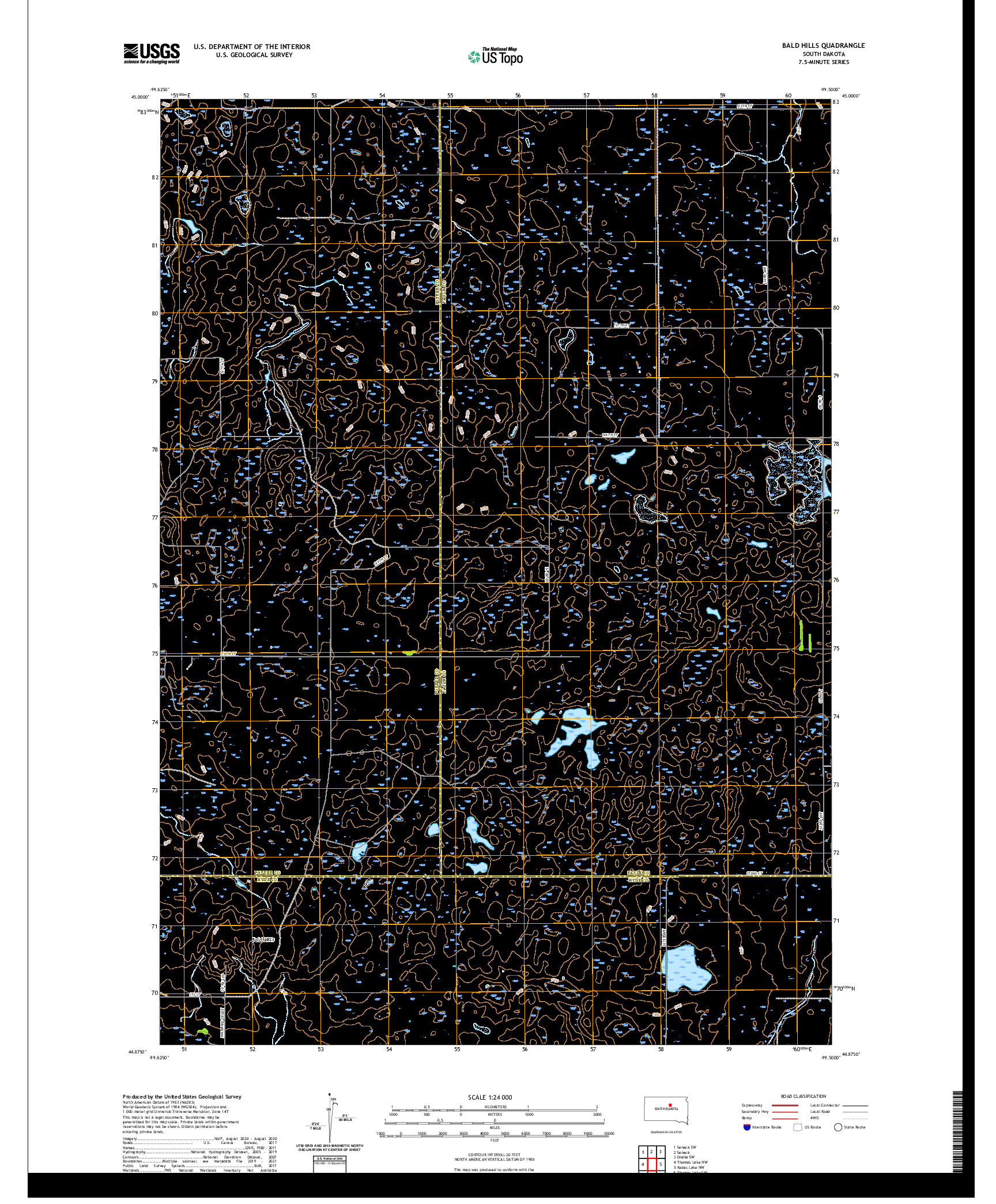 USGS US TOPO 7.5-MINUTE MAP FOR BALD HILLS, SD 2021