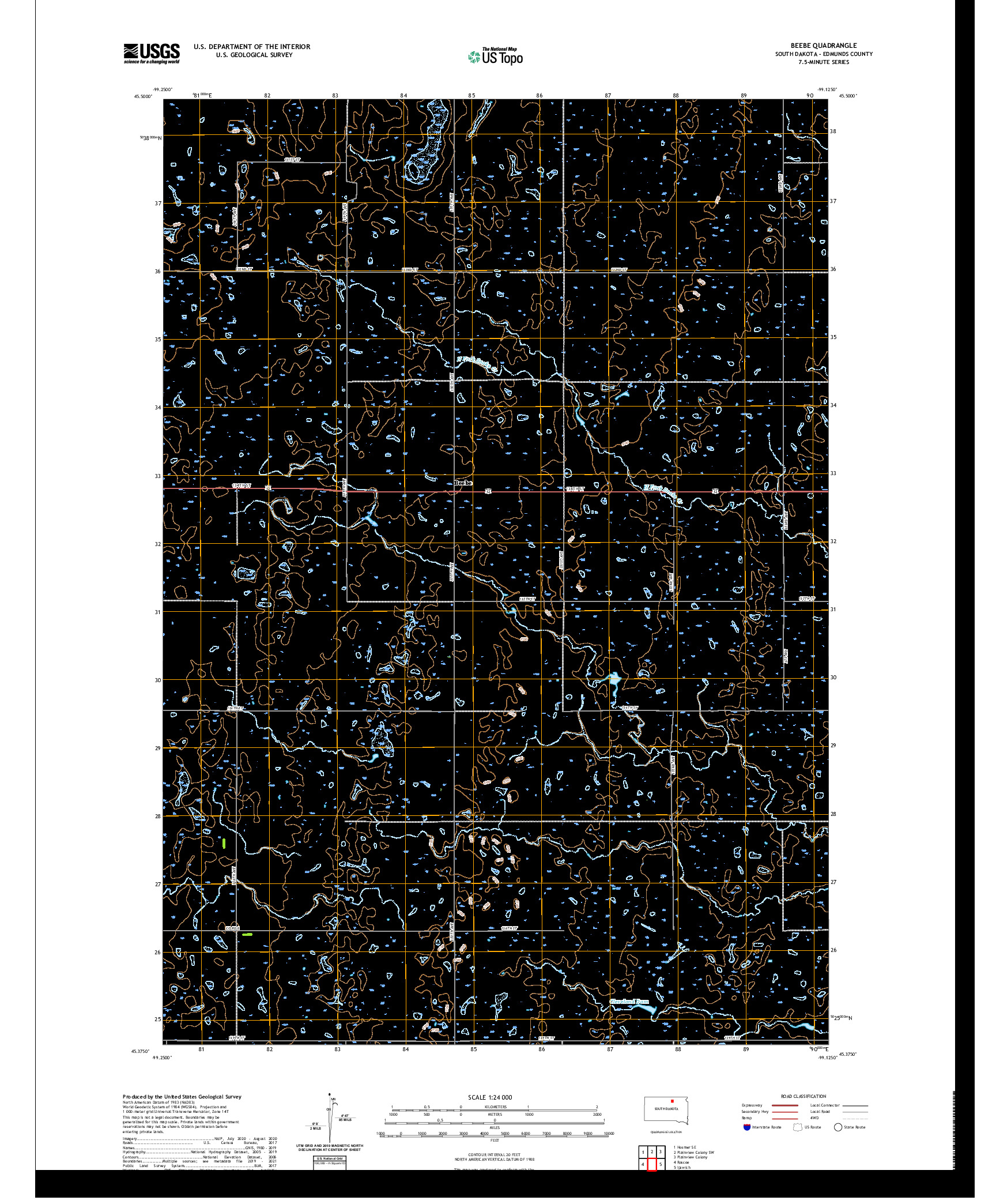 USGS US TOPO 7.5-MINUTE MAP FOR BEEBE, SD 2021