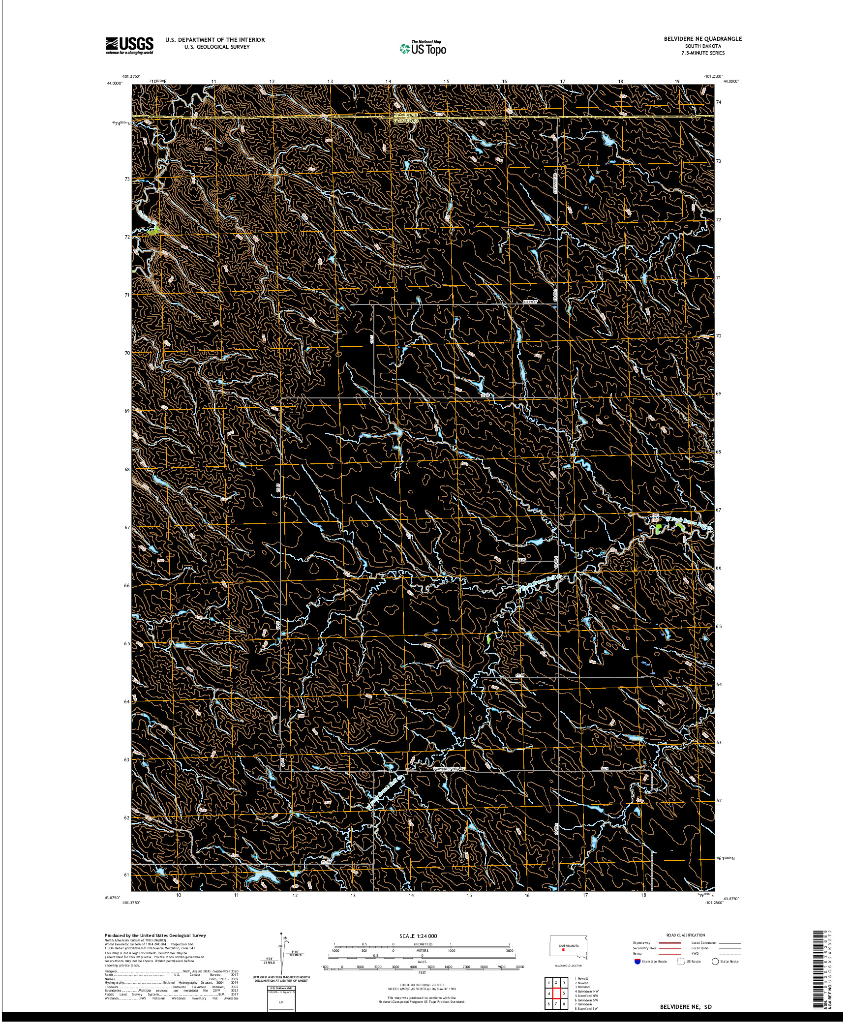 USGS US TOPO 7.5-MINUTE MAP FOR BELVIDERE NE, SD 2021
