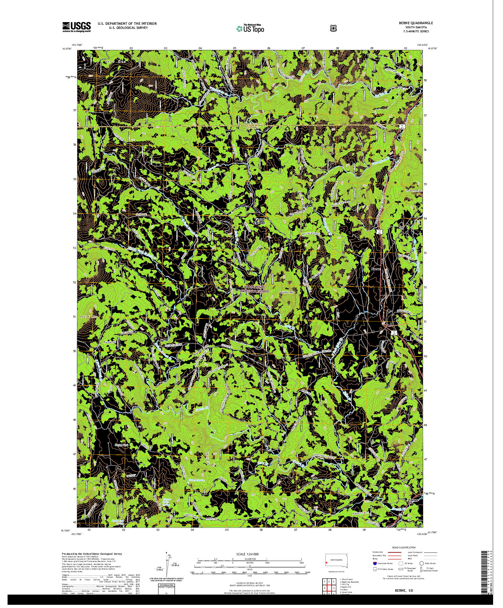 USGS US TOPO 7.5-MINUTE MAP FOR BERNE, SD 2021