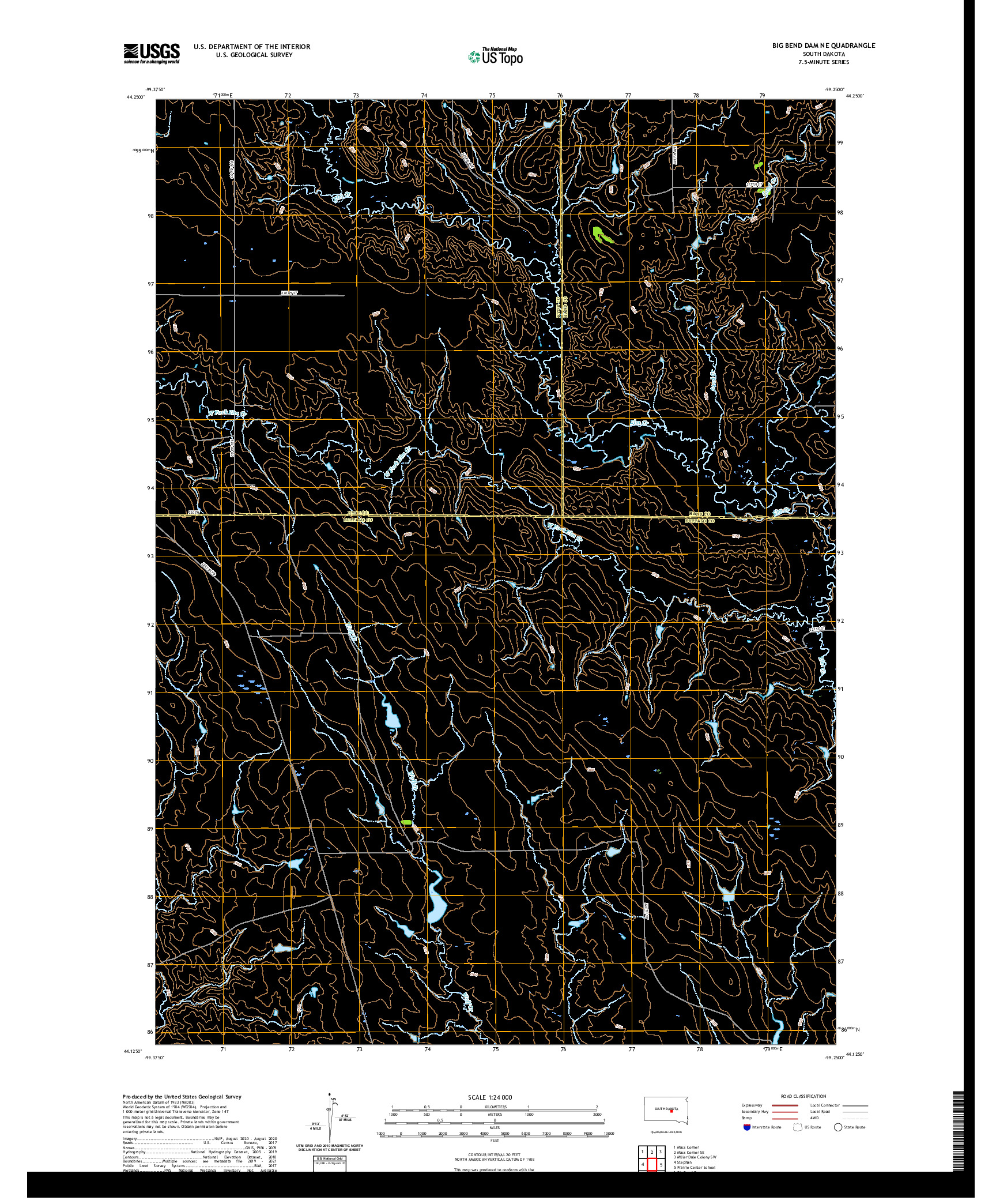USGS US TOPO 7.5-MINUTE MAP FOR BIG BEND DAM NE, SD 2021