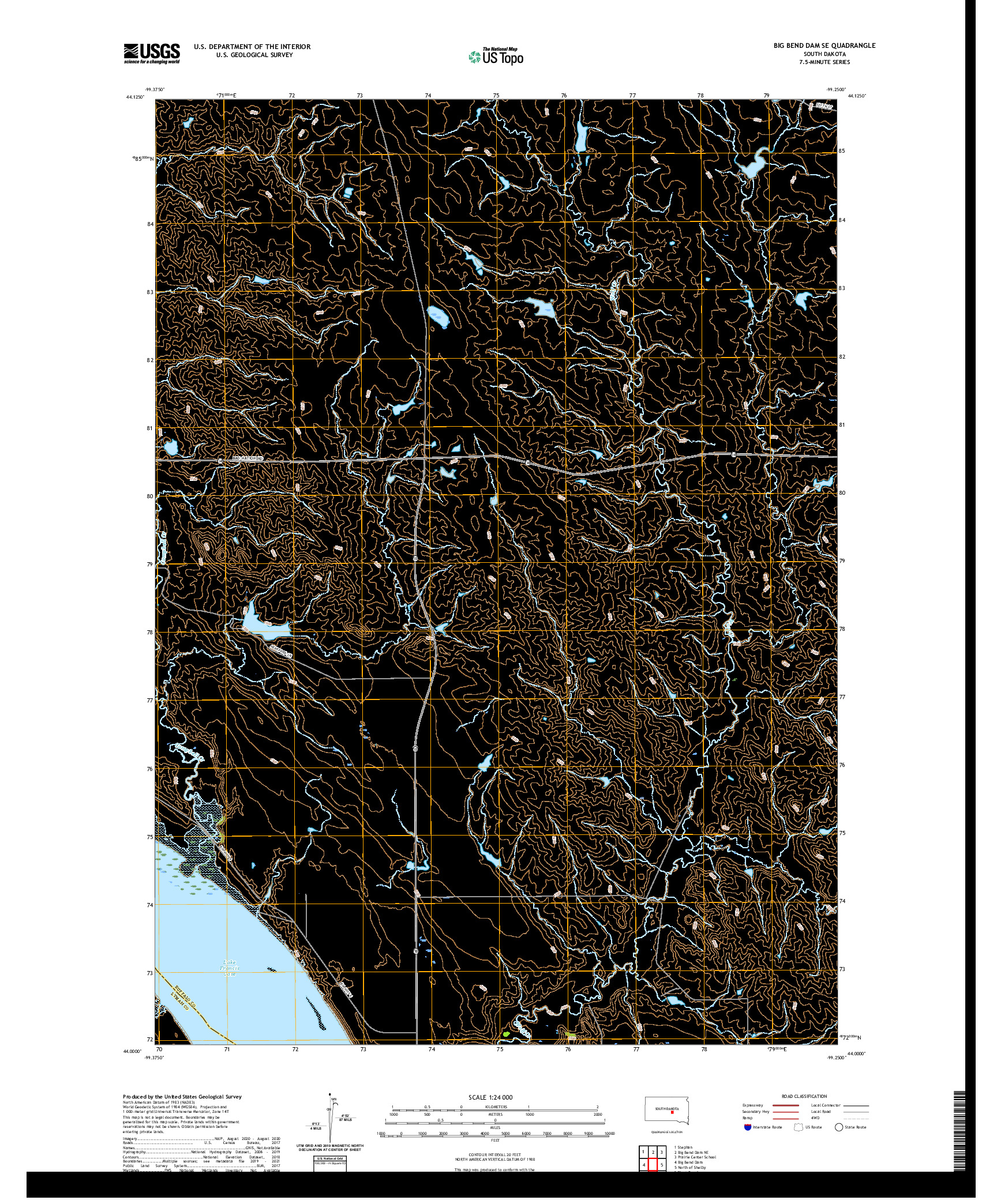 USGS US TOPO 7.5-MINUTE MAP FOR BIG BEND DAM SE, SD 2021