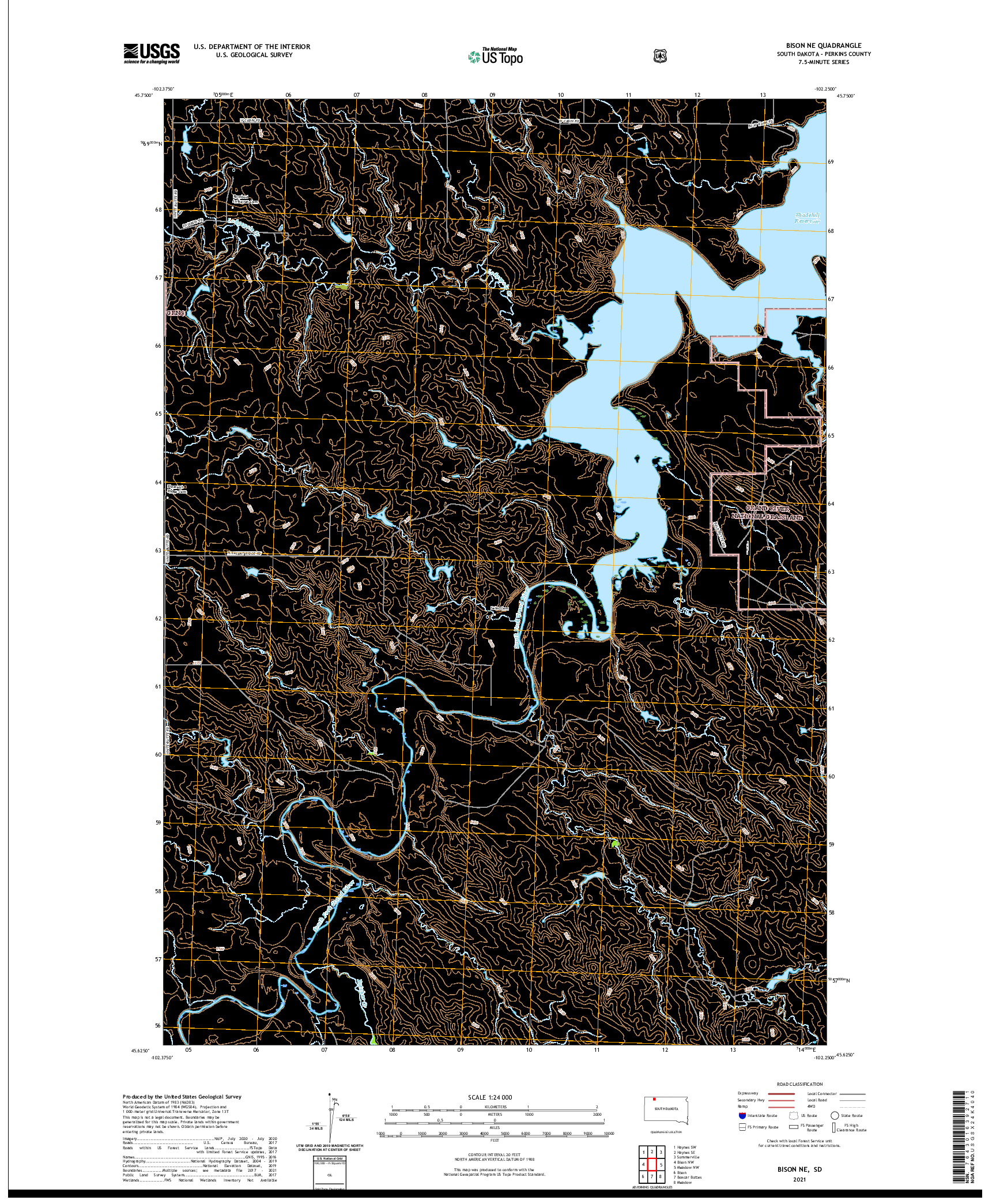 USGS US TOPO 7.5-MINUTE MAP FOR BISON NE, SD 2021