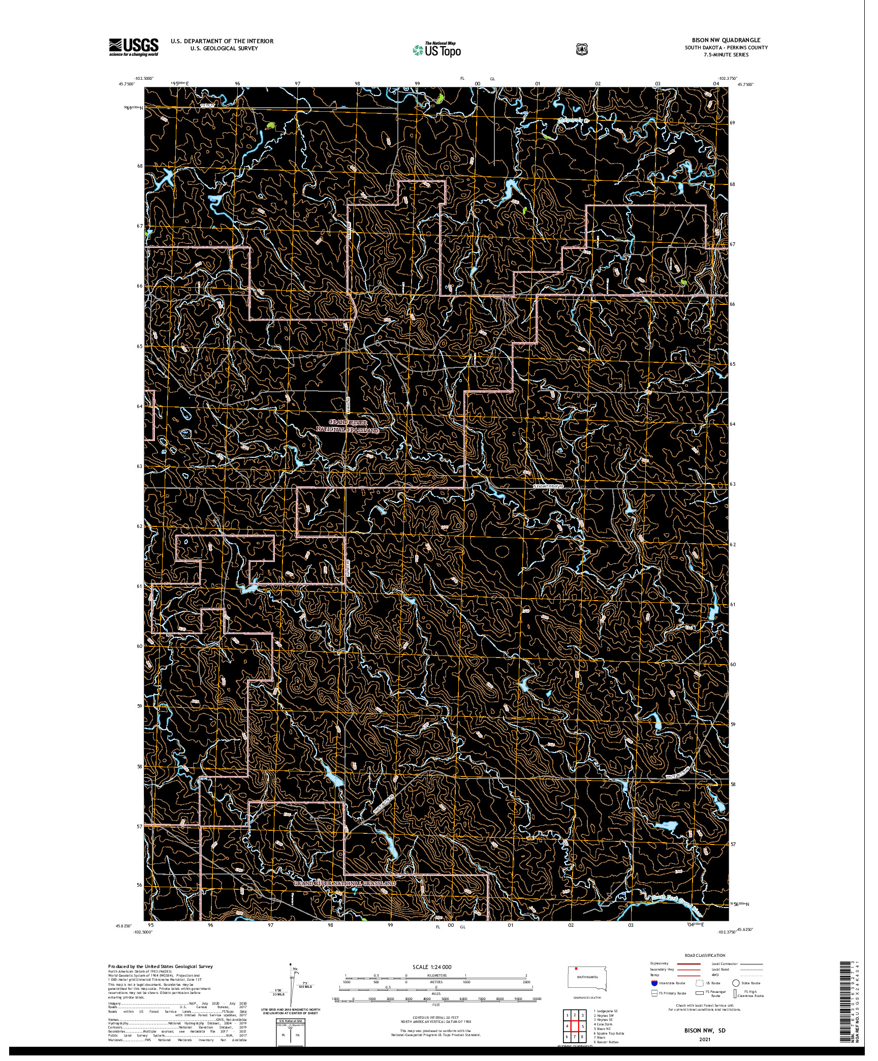 USGS US TOPO 7.5-MINUTE MAP FOR BISON NW, SD 2021