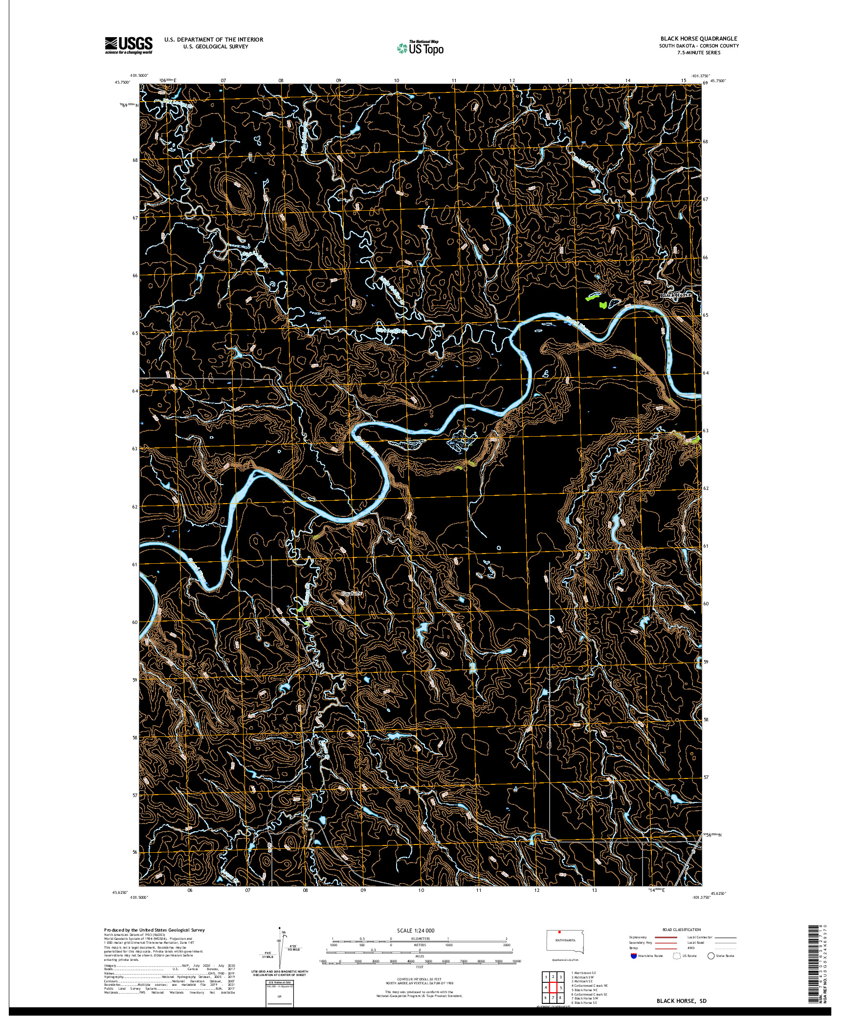 USGS US TOPO 7.5-MINUTE MAP FOR BLACK HORSE, SD 2021